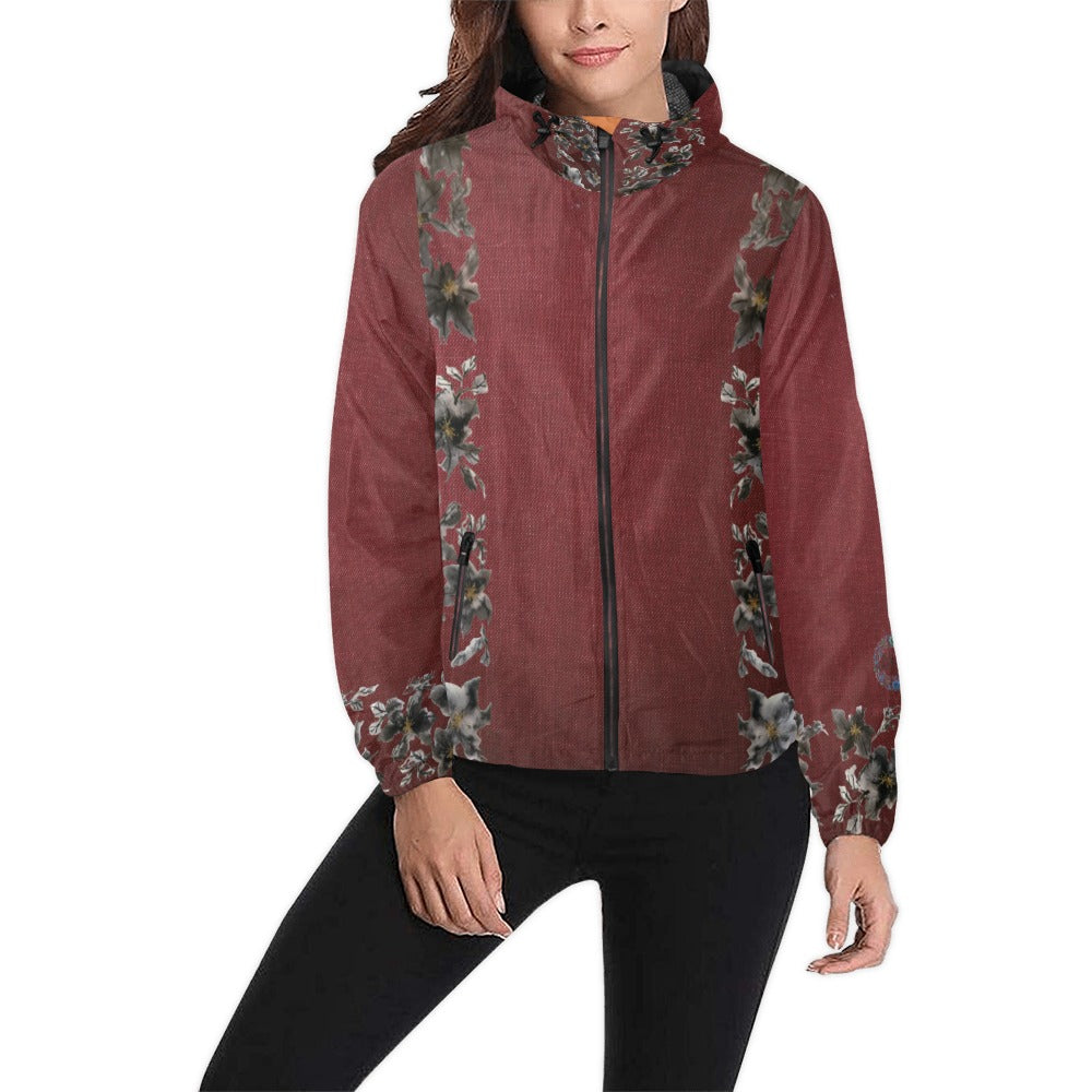 Burgundy Castle Flowers 2 Unisex Windbreaker