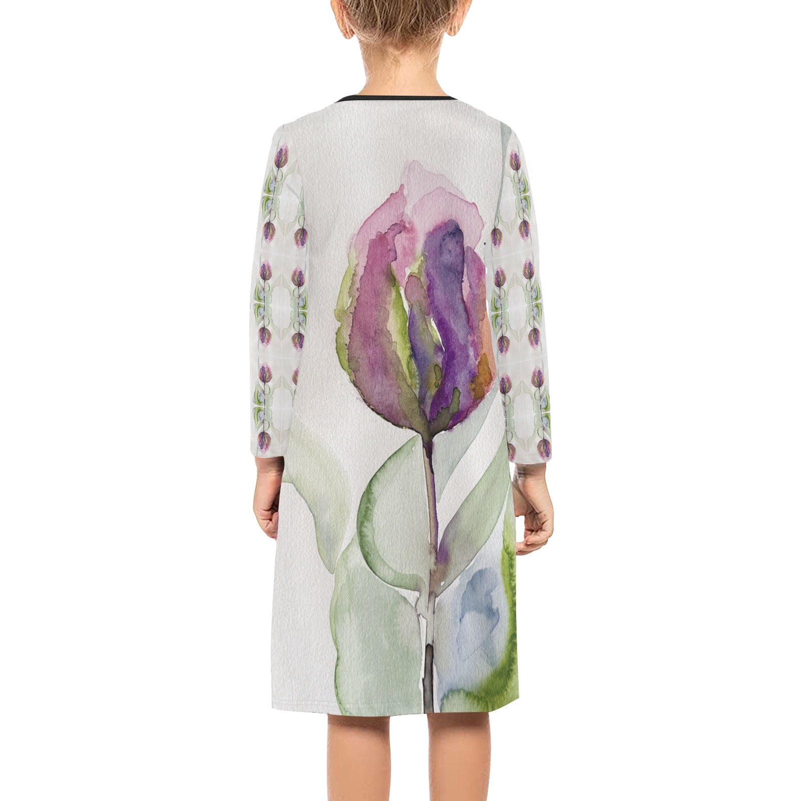 Girl's Tulip Long Sleeve Dress in premium fabric by LanaArtSweden