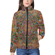 Fall Fiesta Fractals Women's Stand Collar Padded Jacket (Model H41)