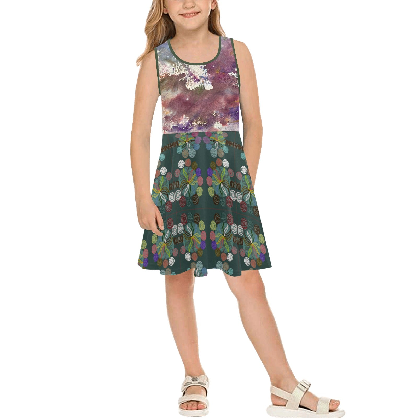 Abstract Magic Trees Girls' Sleeveless Sundress