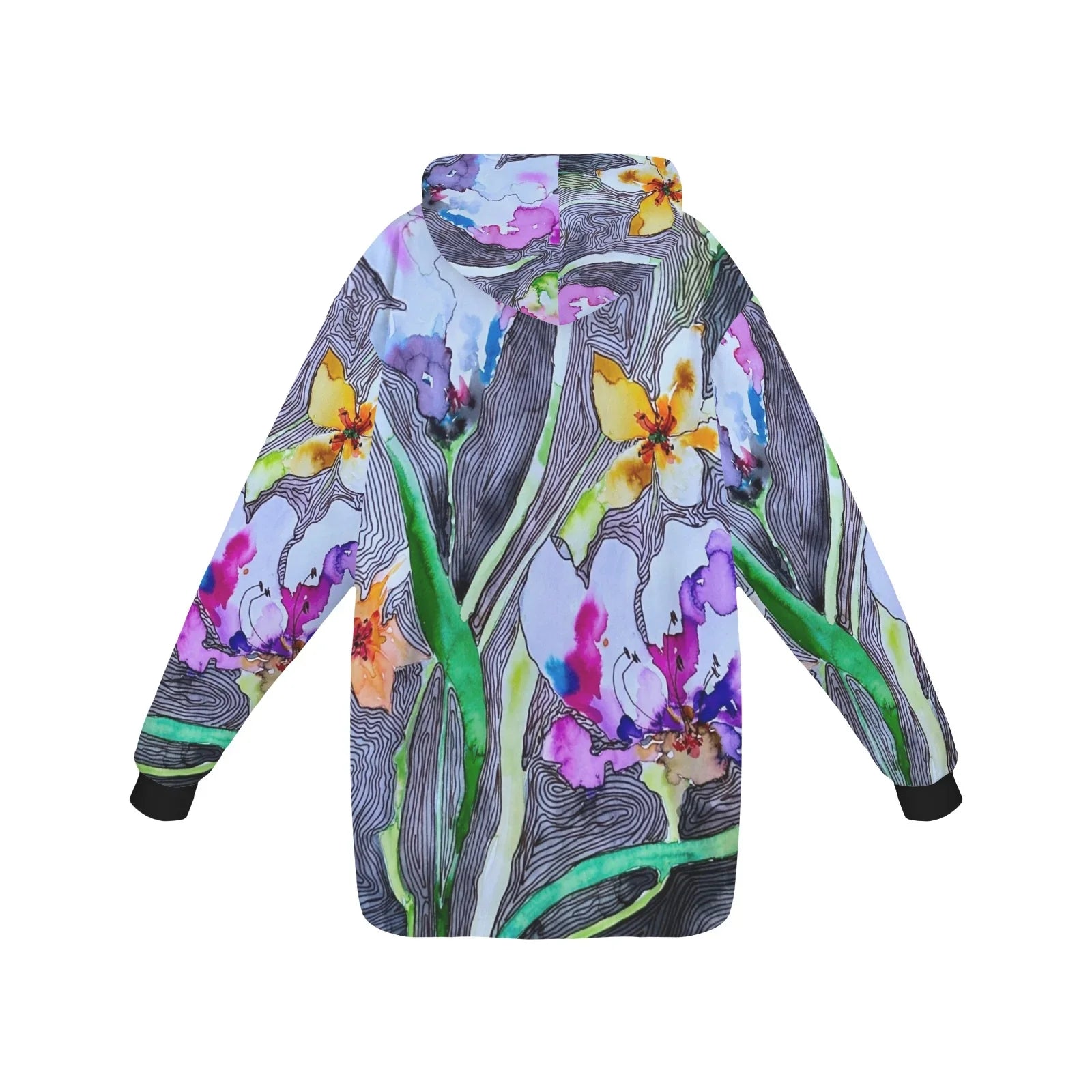 Lined Tulips Blanket Hoodie for Women
