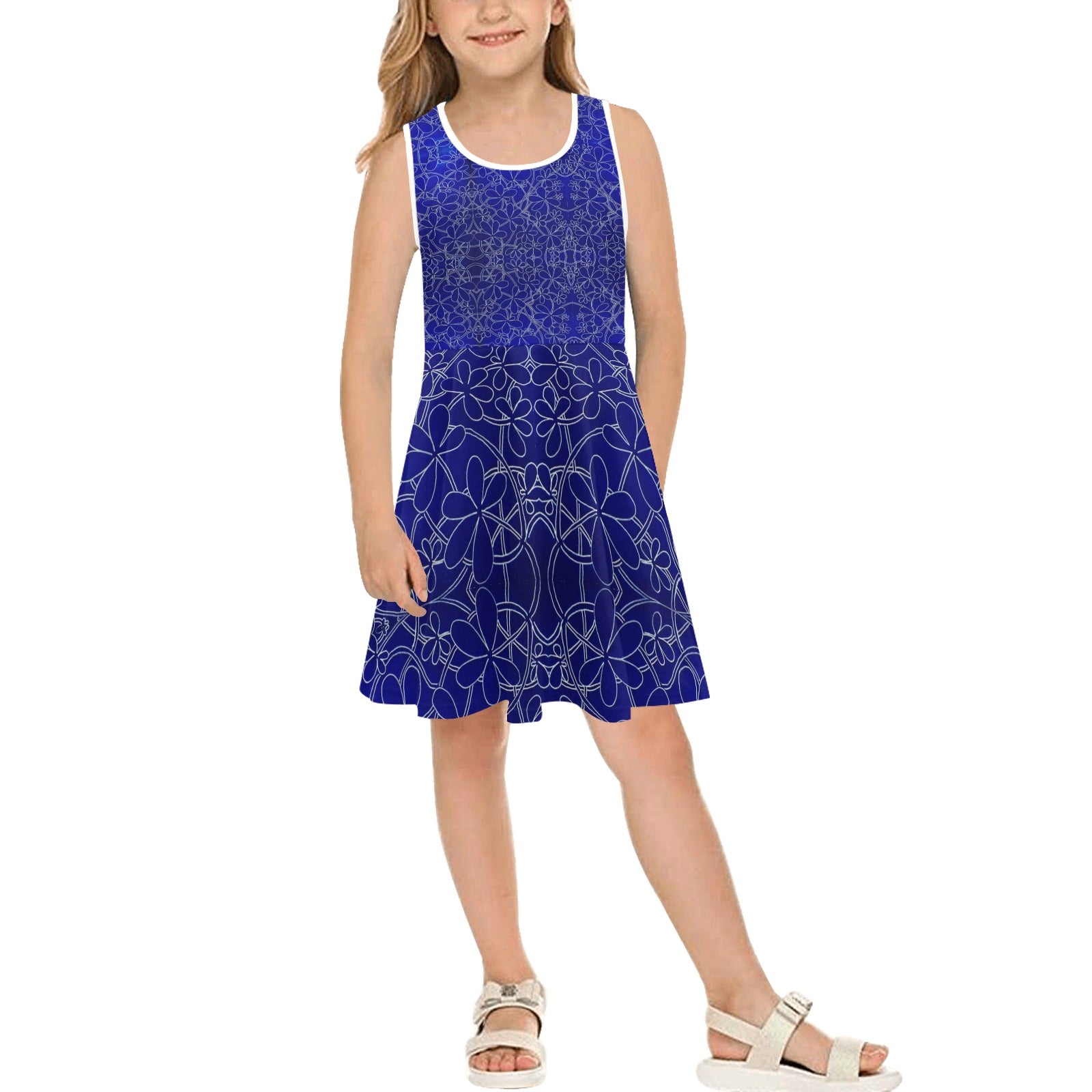Infinity Bloom Small Pattern Girls' Sleeveless Sundress