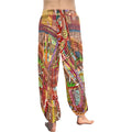 Brown Kaleidoskop Women’s Harem Style Pants by LanaArtSweden featuring lightweight chiffon material and relaxed drawstring design.