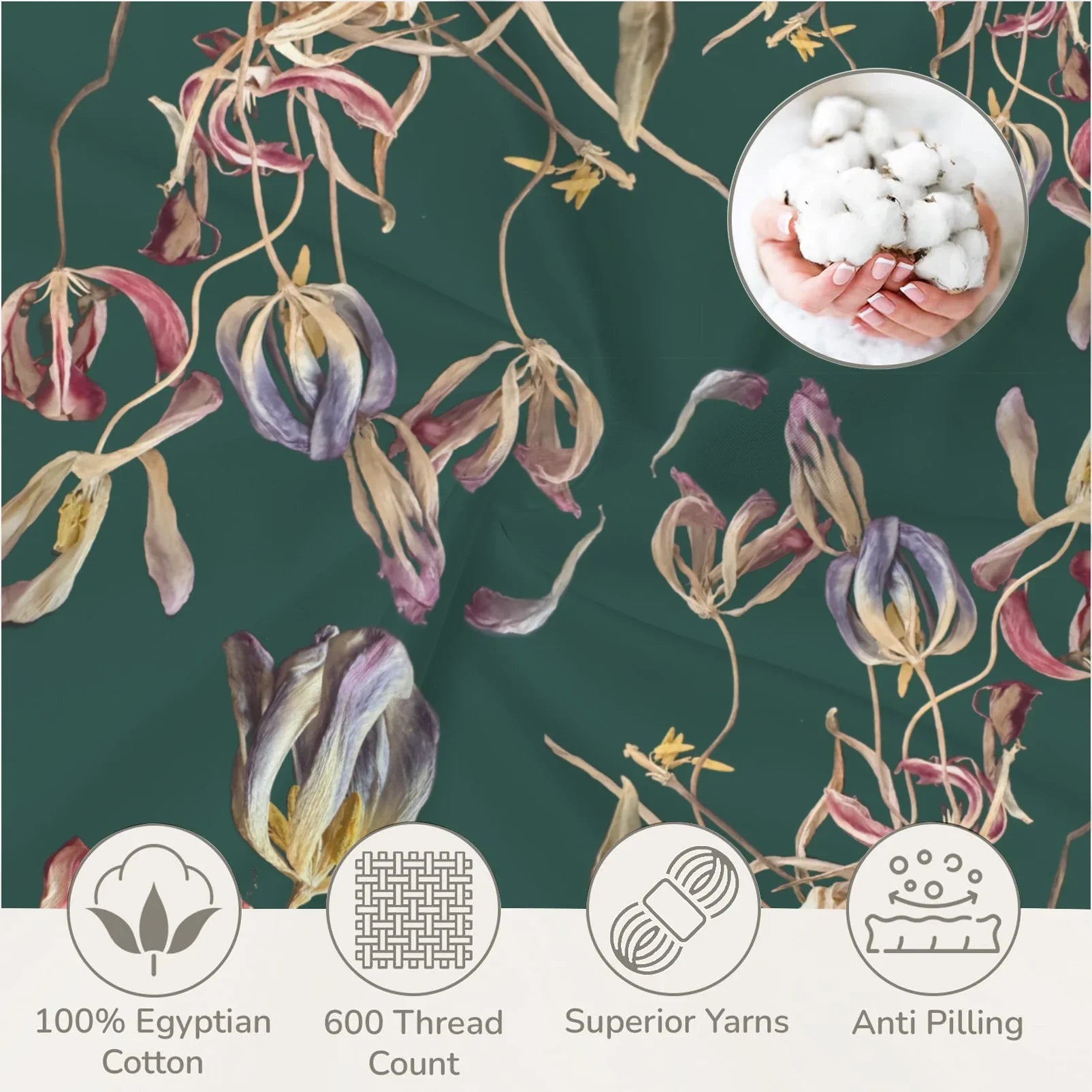 Tulip Universe Greens 3-Piece Bedding Set 94x104inch
