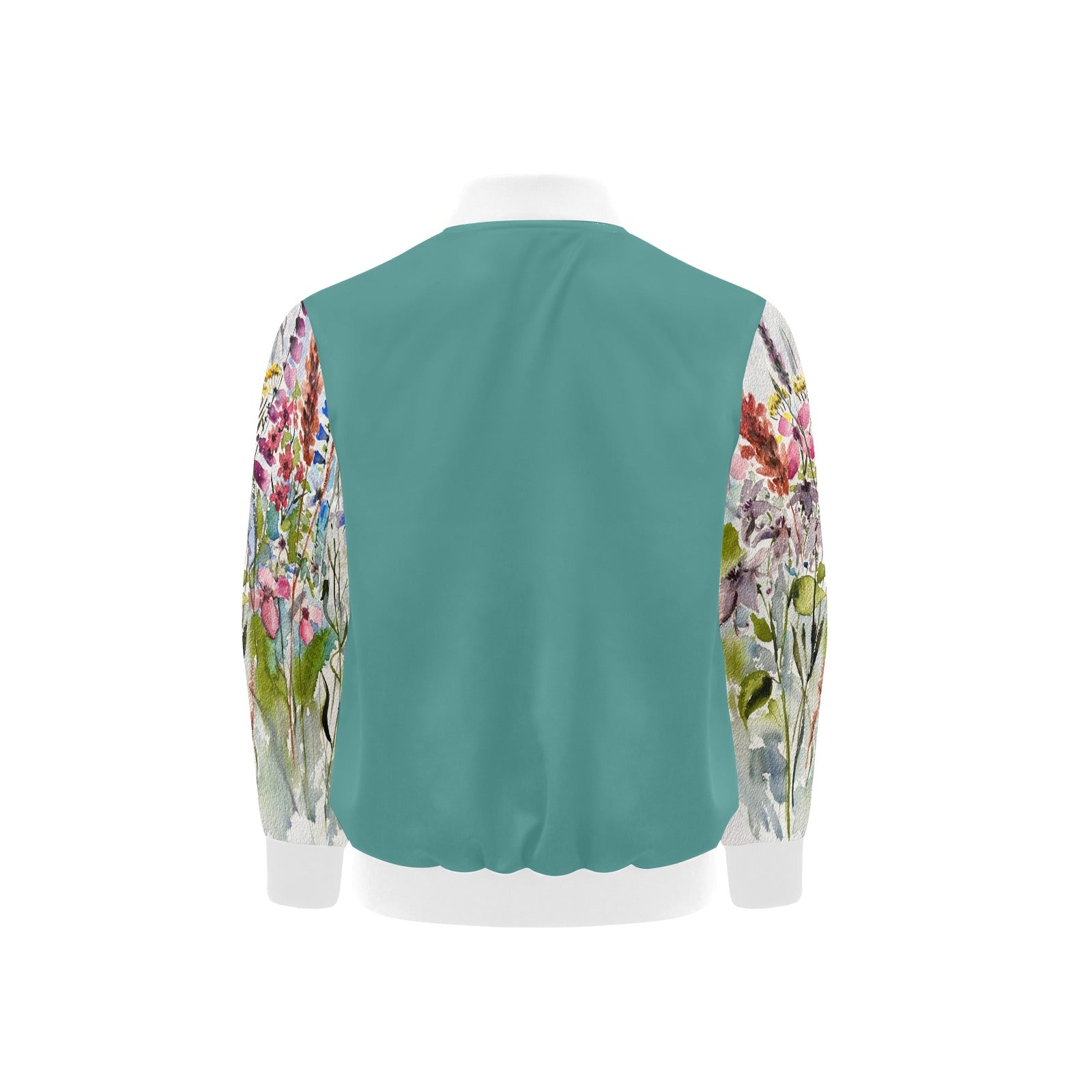 Shaggy Blooms Teal Kids' Bomber Jacket with Pockets (Model H40)