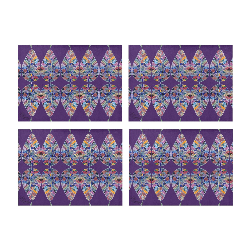 Großes Tischset „Fantasy Leaf Purple“ 14'' x 19'' (4er-Set)