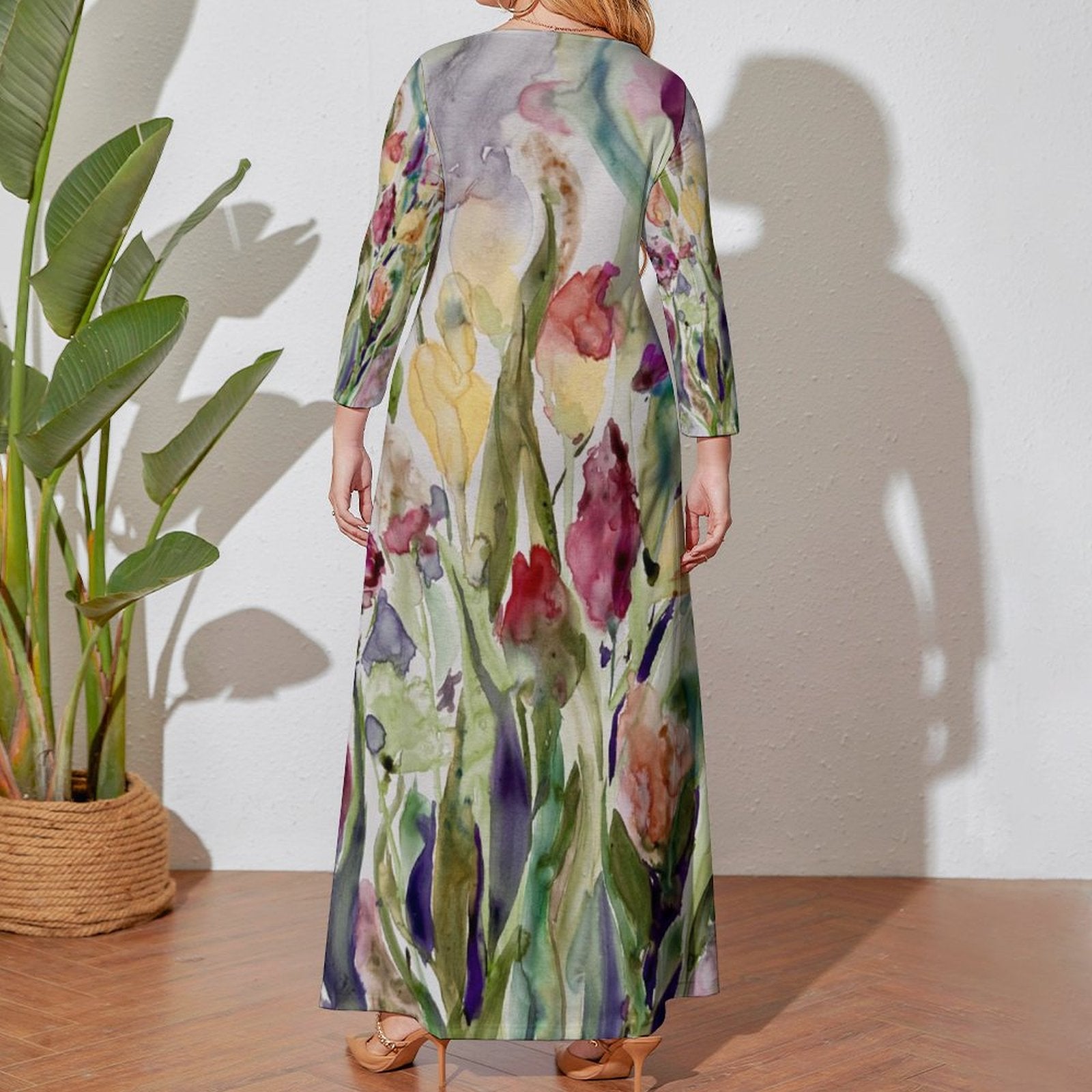 Stone Tulips Maxi Long sleeve dress