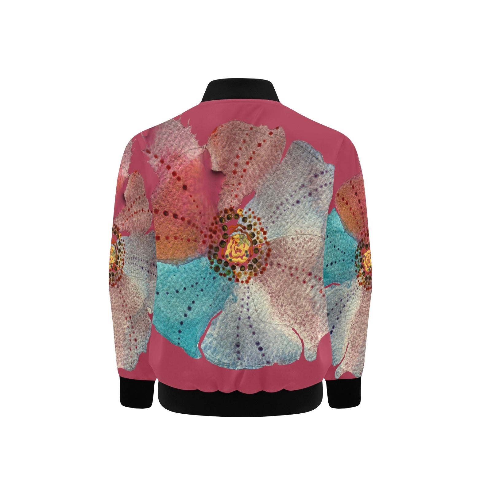 Grand Fleur Rouge Kids' Bomber Jacket with Pockets (Model H40)