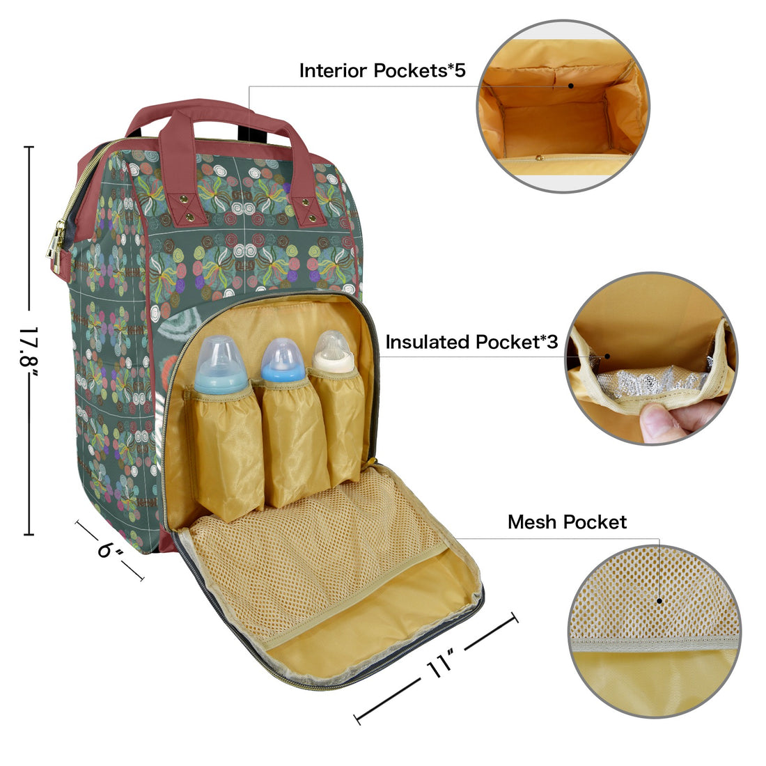 Magic Trees Brick Multi-Function Travel Diaper Bag-Large