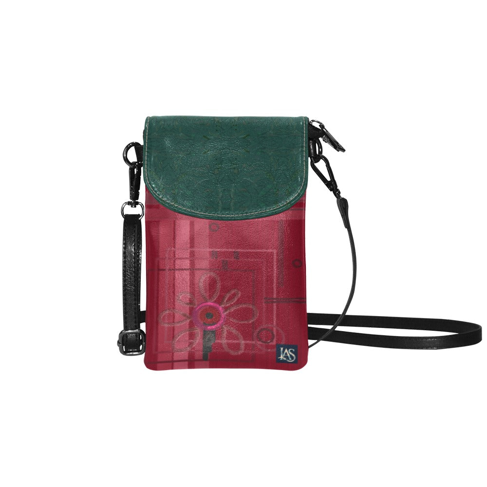 The Red The Flower Greenery Small Cell Phone Purse