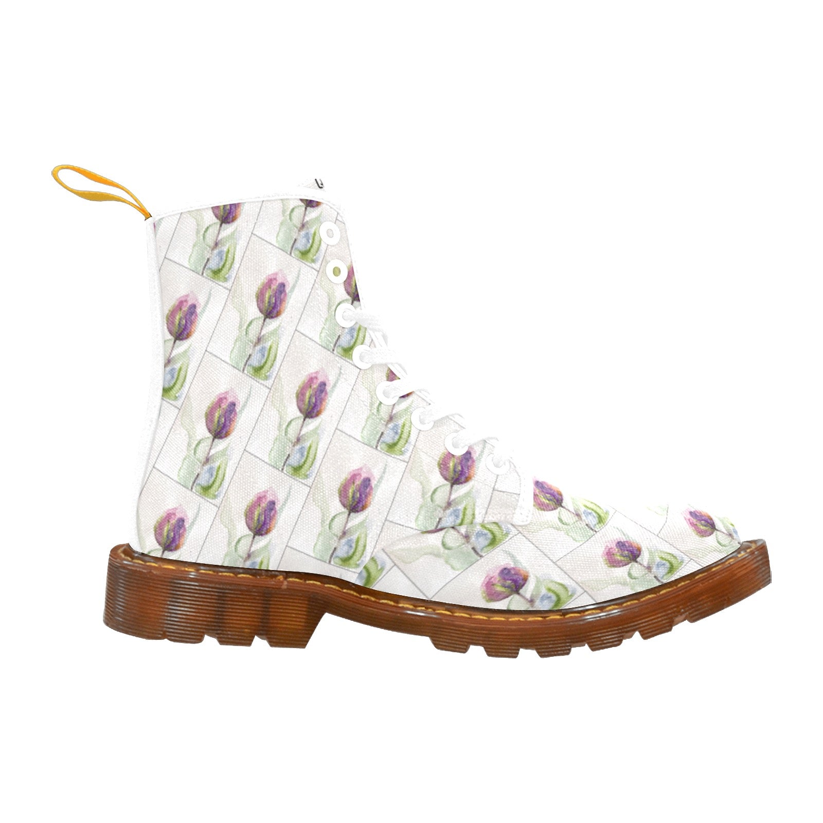 Tulip Pattern Custom Canvas Boots For Women Model 1203H