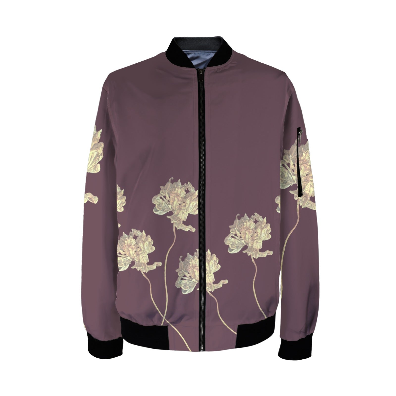 Single Tulip Cherry Lacquer Tall Ladies Bomber Jacket