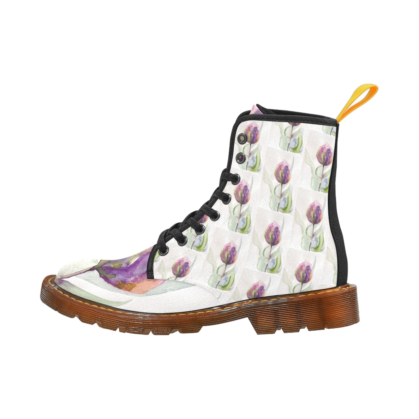 Tulip Pattern Custom Canvas Boots For Women Model 1203H