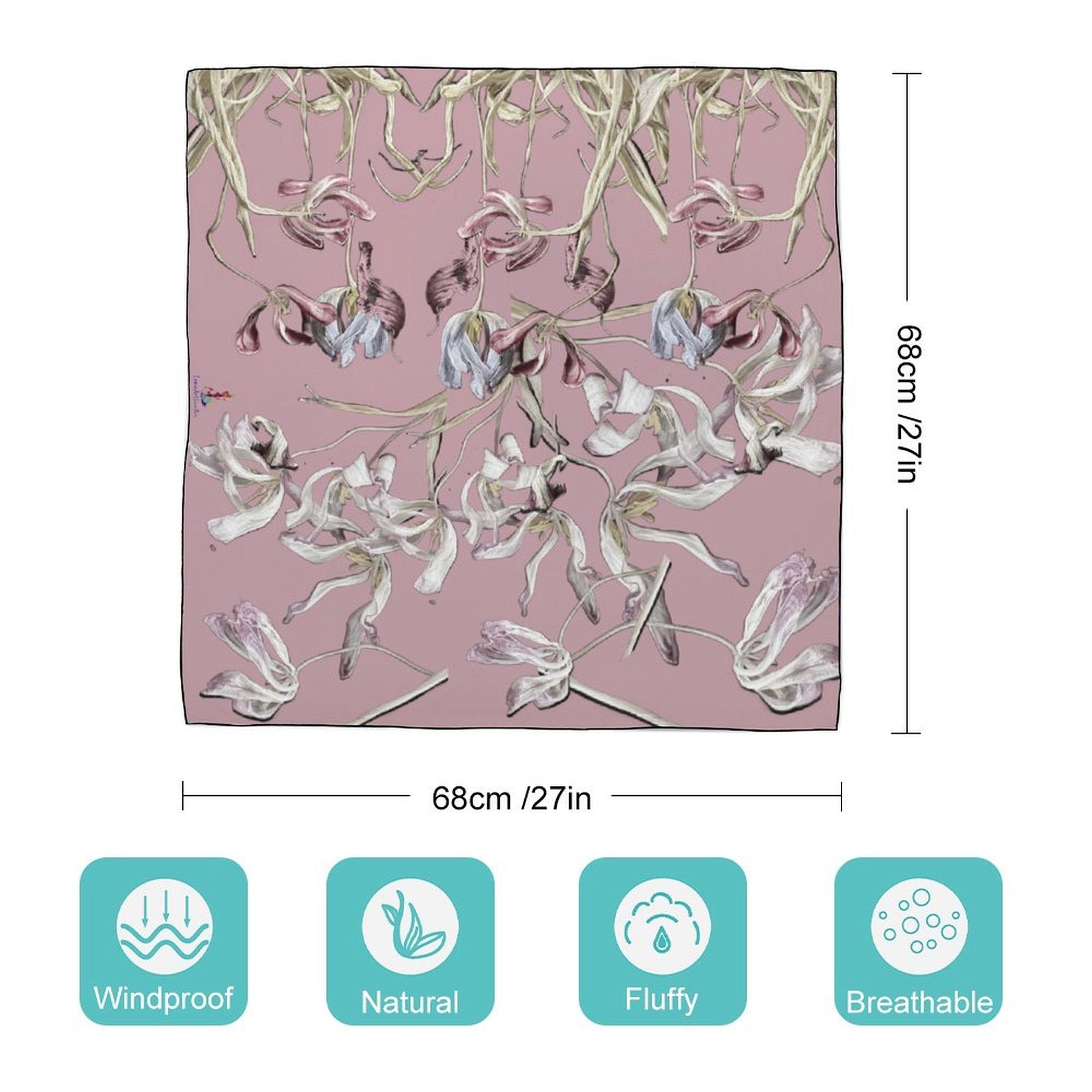 LanaArtSweden Artwork Scarf, 27"x27", 70x70 cm
