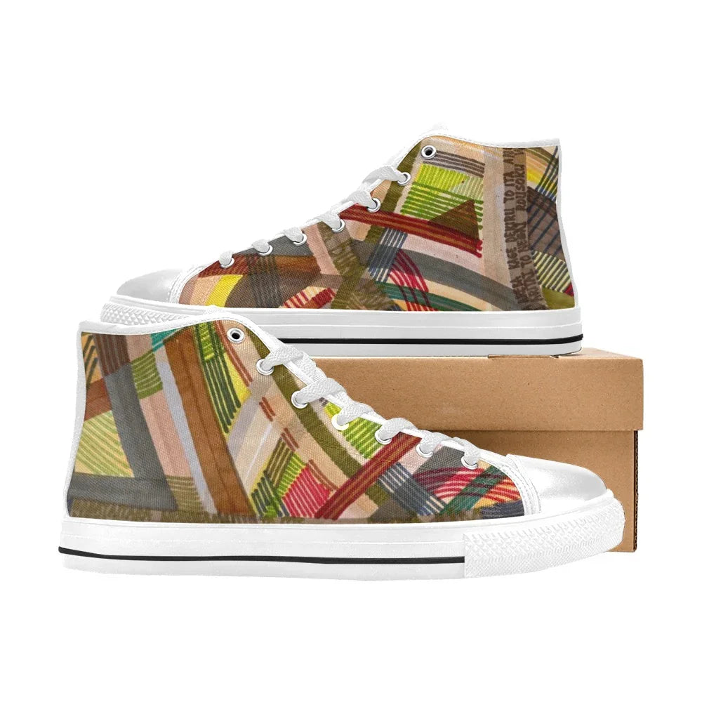Narutology Lines White Men’s Classic High Top Canvas Shoes