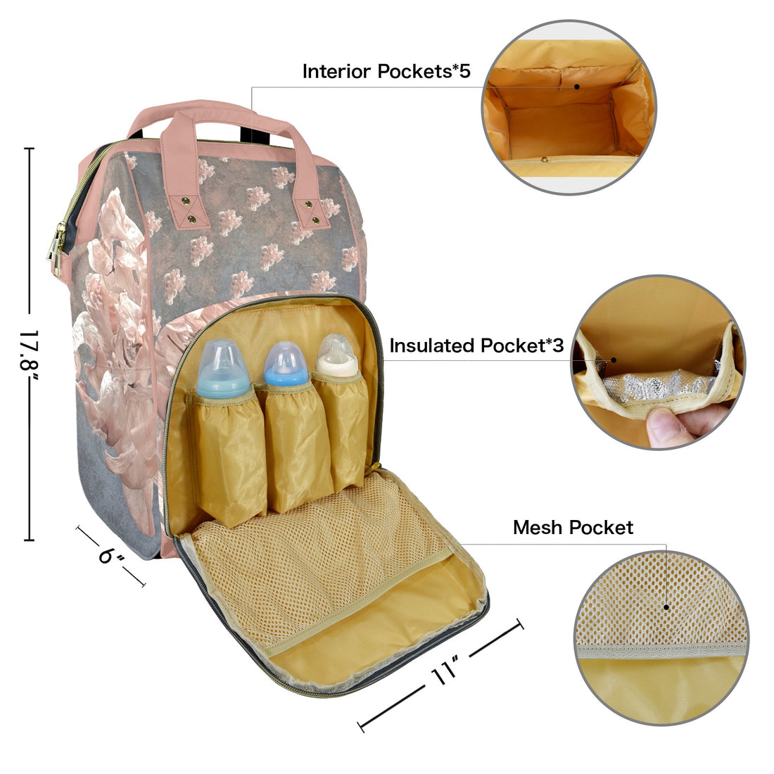 Damaskus Tulip Kingdom Multi-Function Travel Diaper Bag-Large