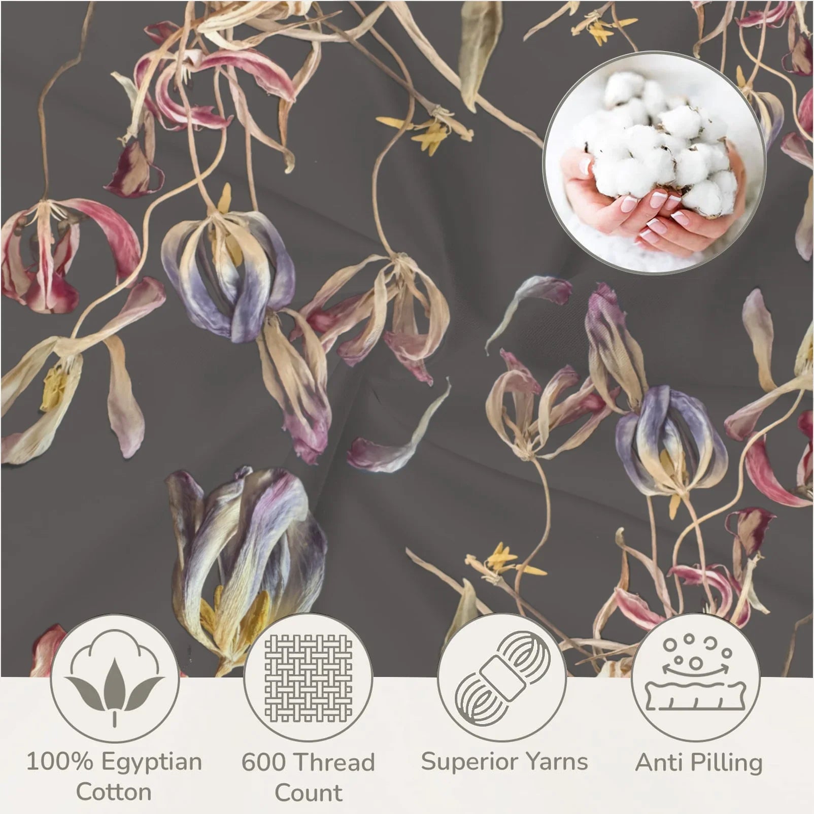 Tulip Universe Grey Ruby 3-Piece Bedding Set 94x104inch