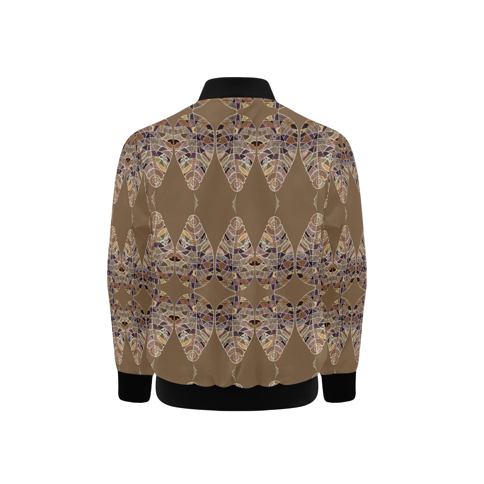 Fantasy Brown Leaf Kids' Bomber Jacket with Pockets (Model H40)