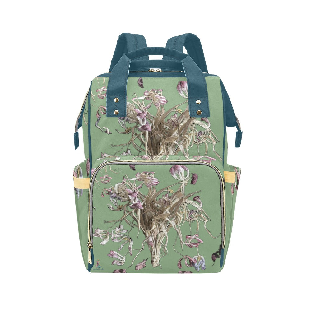 Tulip Drama Mint Sage Multi-Function Diaper Backpack/Diaper Bag