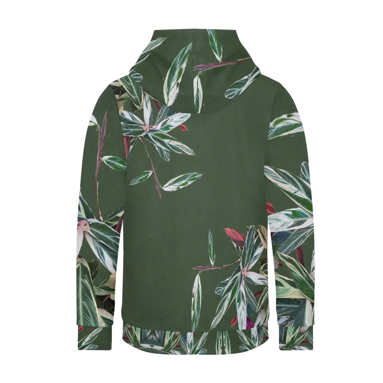 Grüne Blätter Damen Fleece Hoodie mit weißem Futter Kapuze