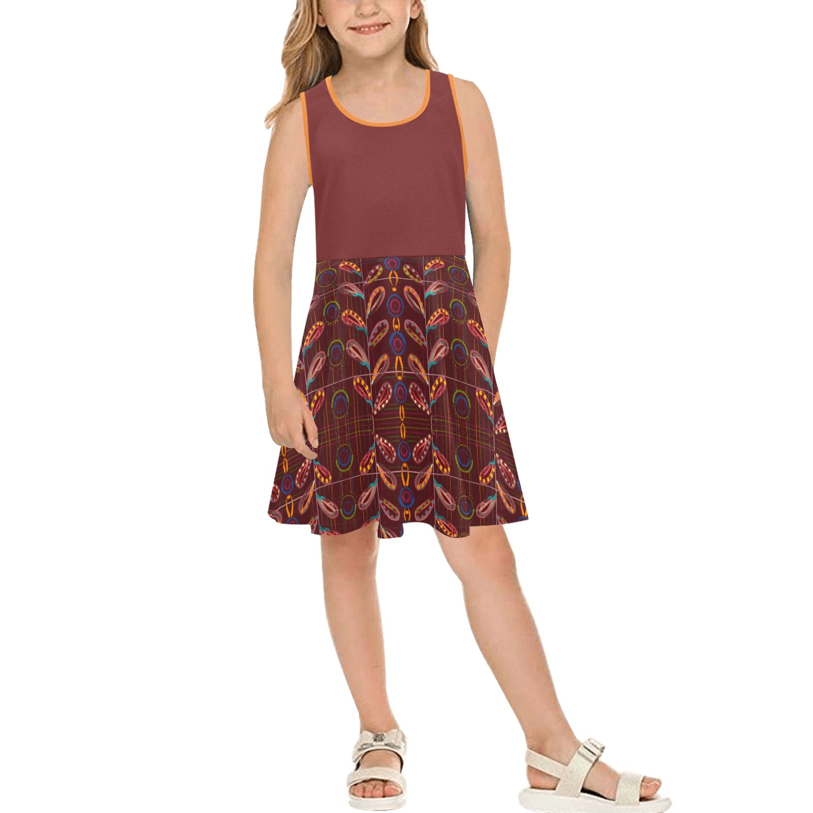 Exotic Peas Chocolate Girls' Sleeveless Sundress