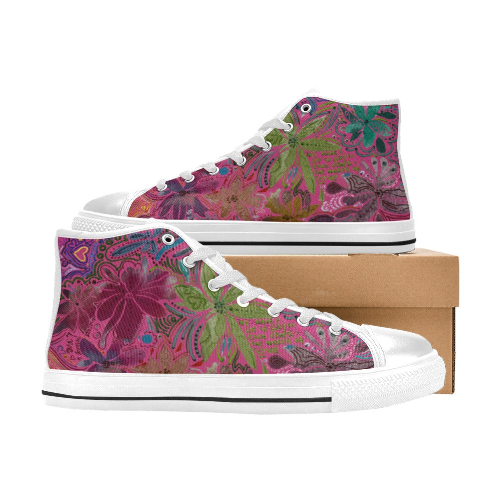 Love Victorious Rose High Top Canvas Shoes for Kids