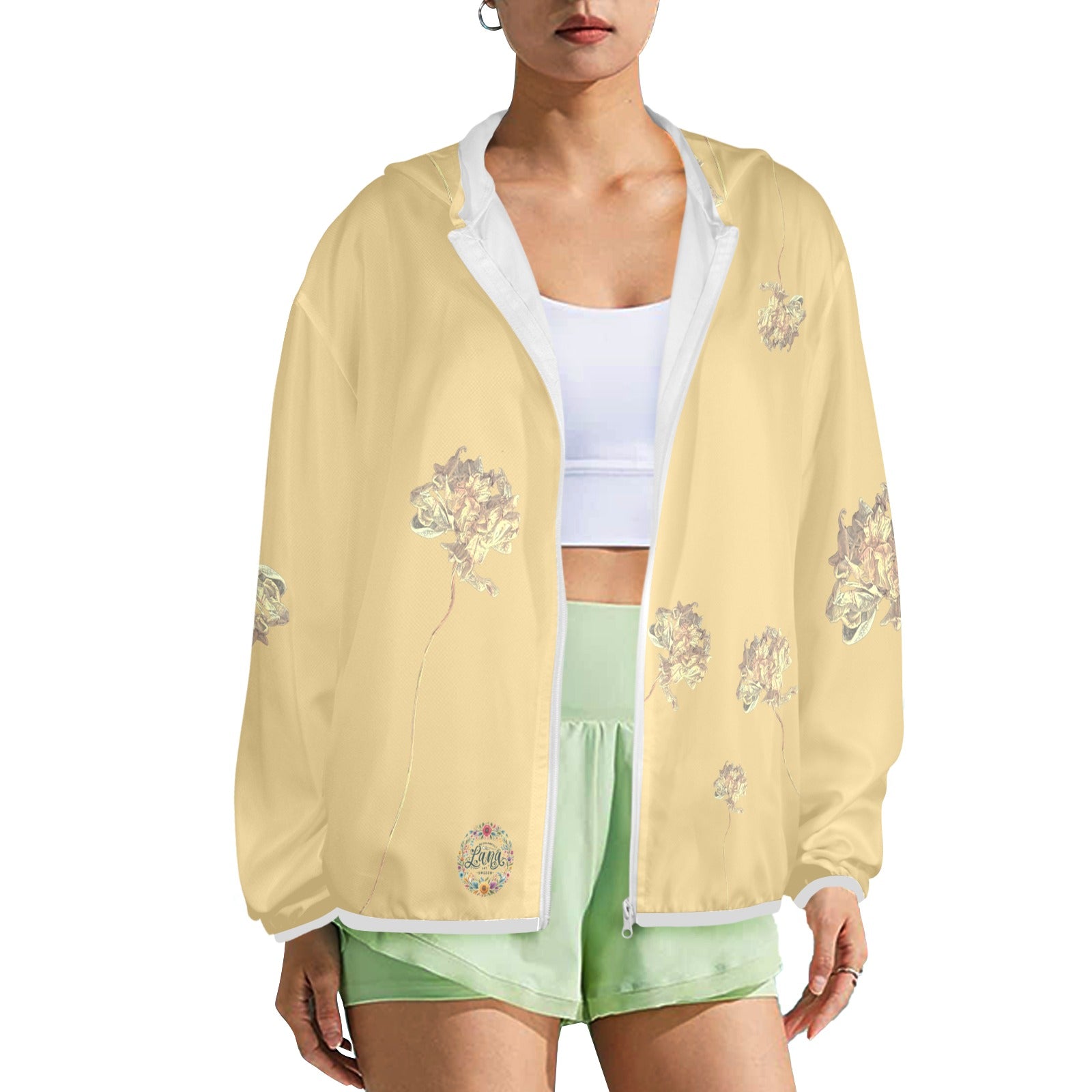 Single Tulip Wheat Women's Lightweight Sun Protection Hoodie