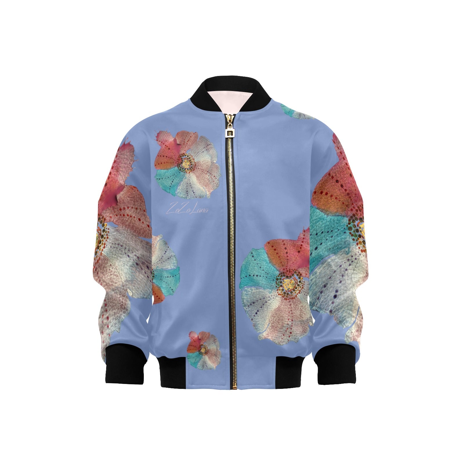 Grand Fleur Ciel Kids' Bomber Jacket with Pockets (Model H40)