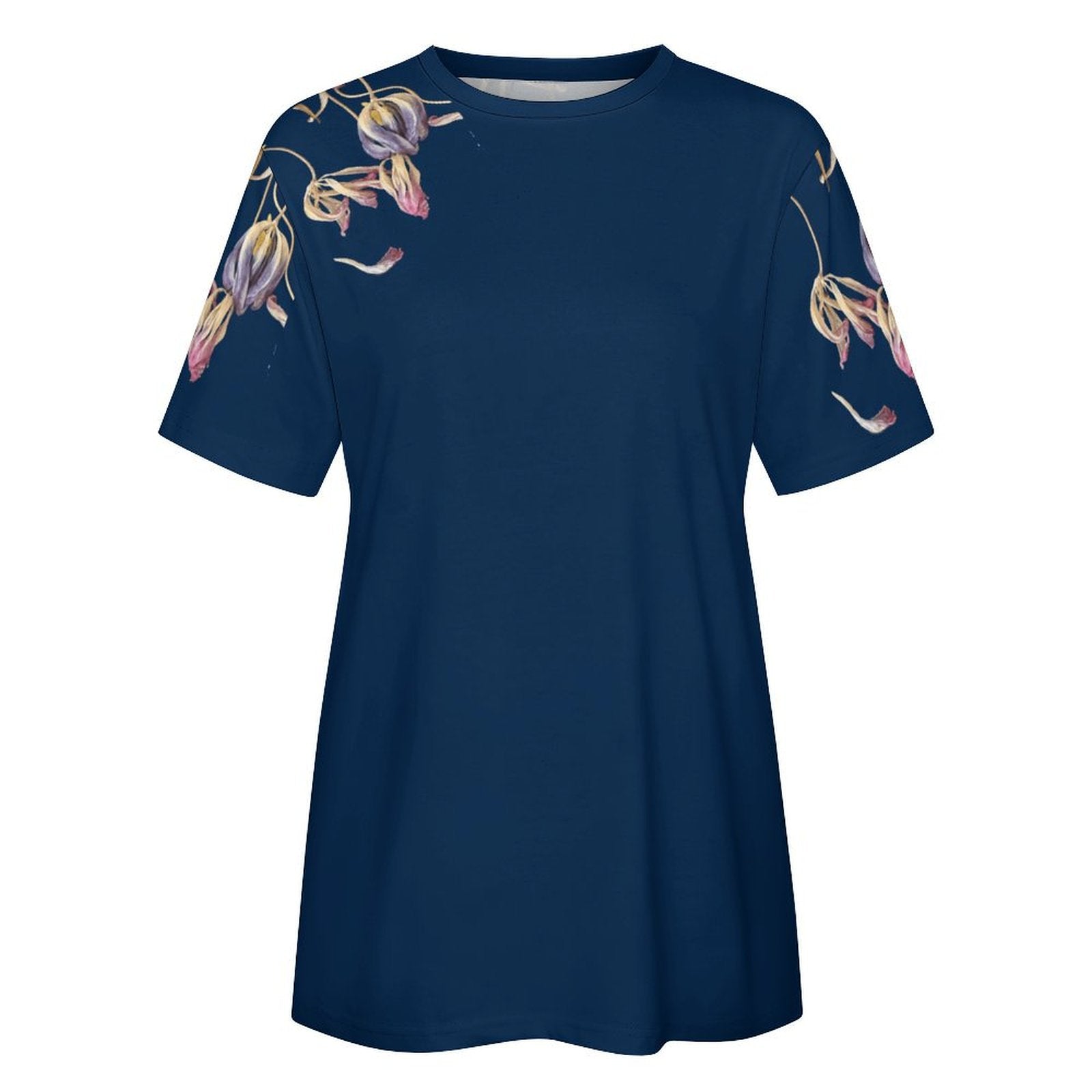 Women's Cotton T-shirt Tulips Lyons Blue