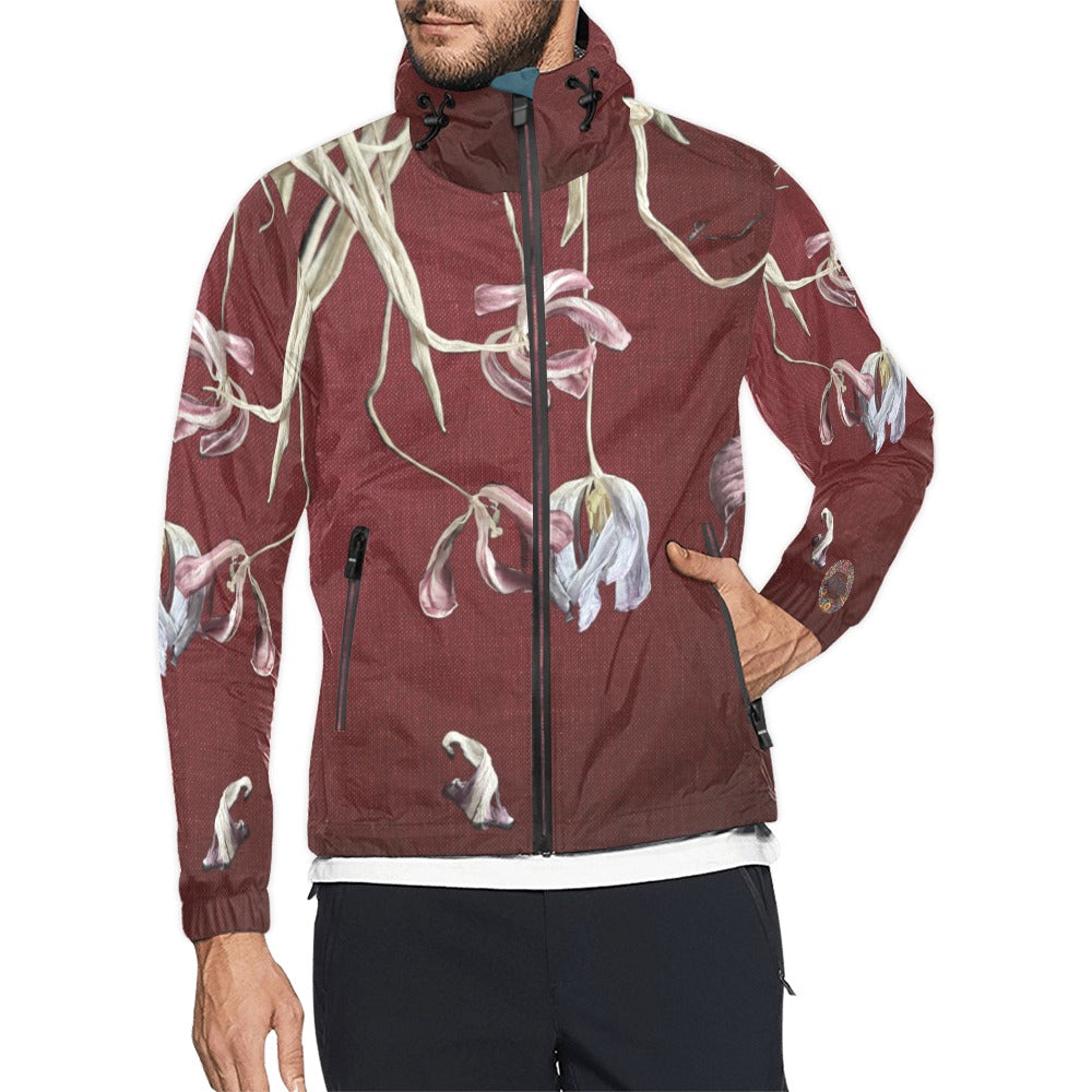 Burgundy Castle Tulips Unisex Windbreaker