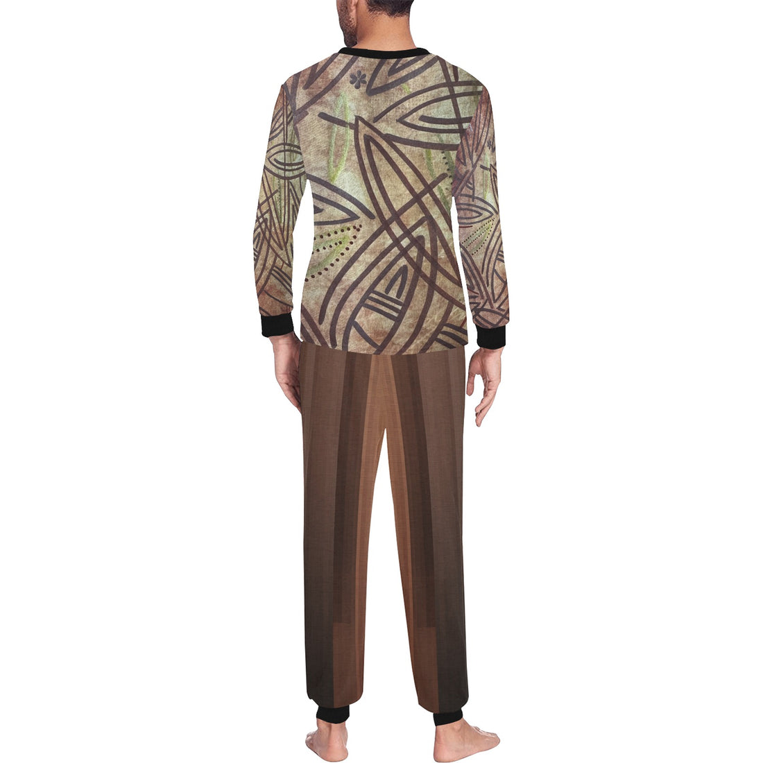 Brown Sophistication Men’s PJ Set by LanaArtSweden featuring a lightweight long sleeve sweatshirt top and relaxed-fit trousers.