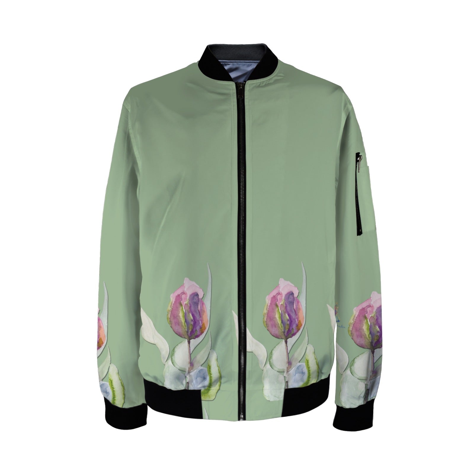 Tulips Sage Tall Ladies Bomber Jacket