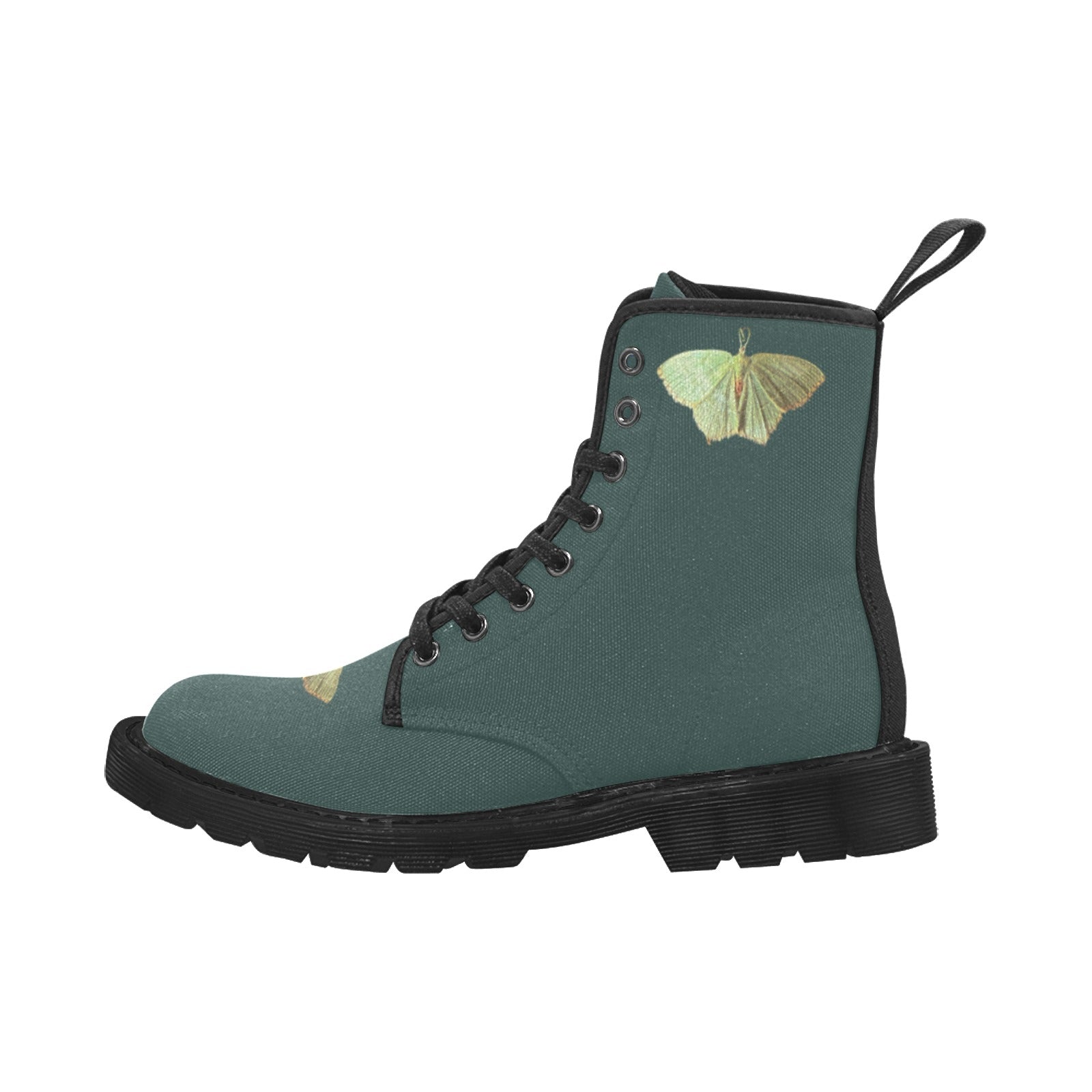 Green Moth Dark Aventurine Custom Canvas Boots for Women (Black) (Model 1203H)