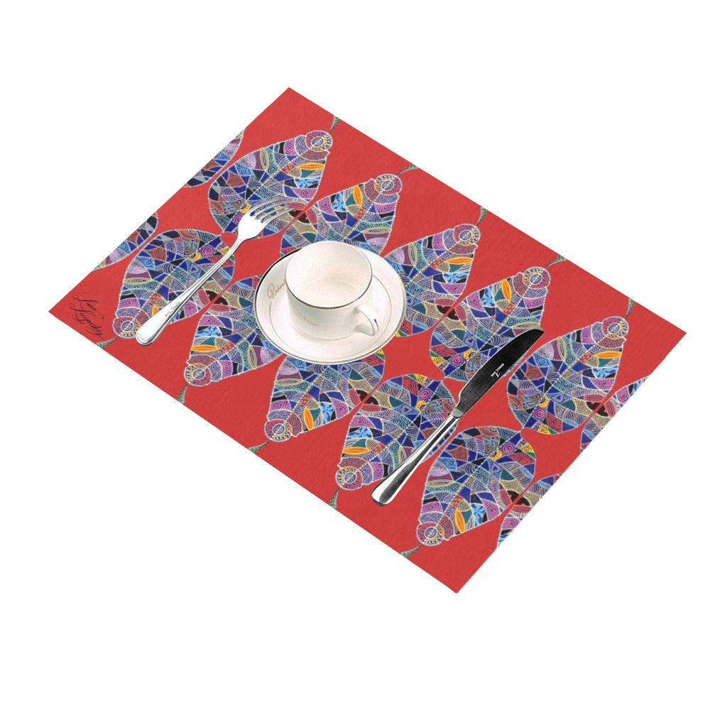 Fantasy Leaf Red Placemat 14’’ x 19’’ (Set of 4)