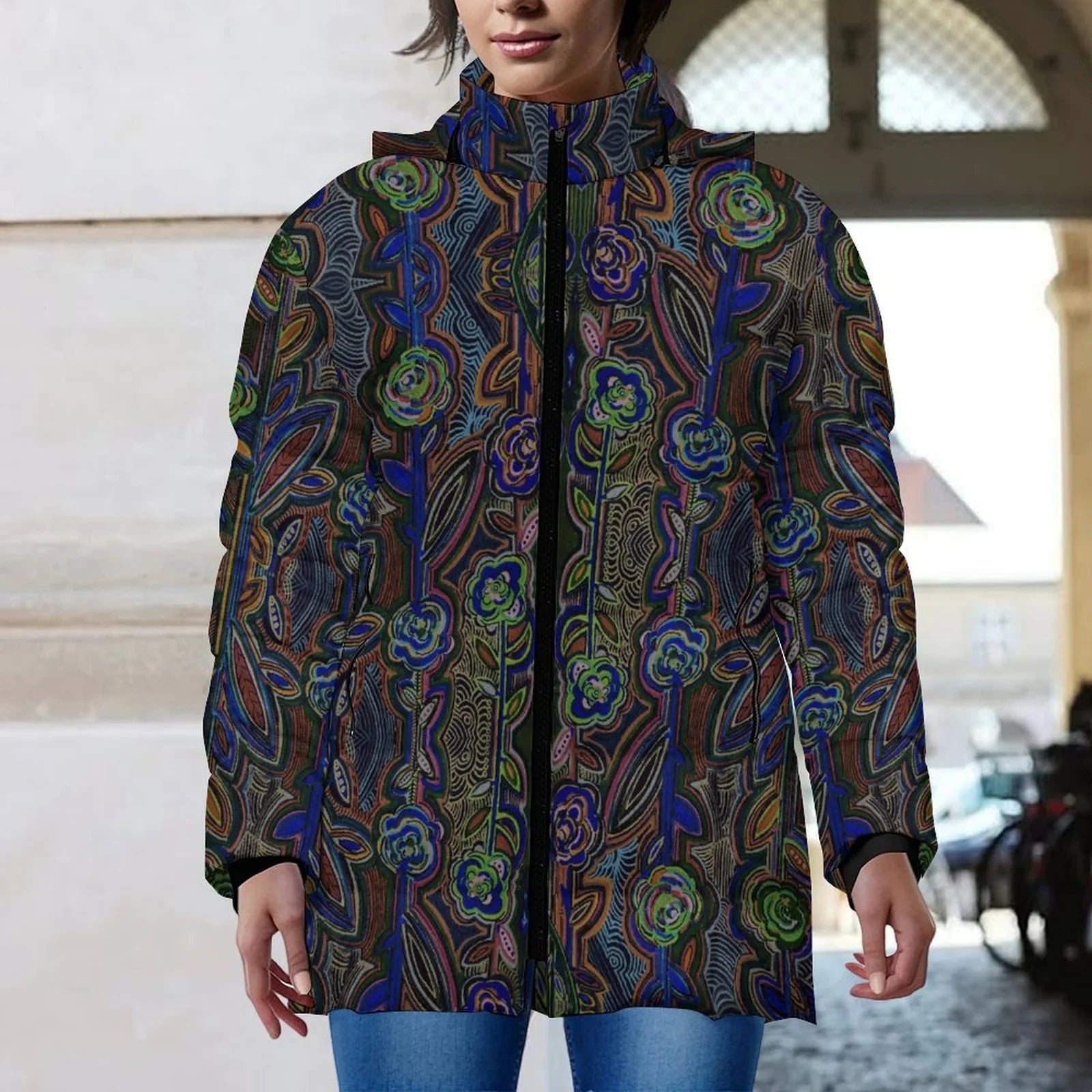 Fabled Flora Women's Hooded Puffer Coat