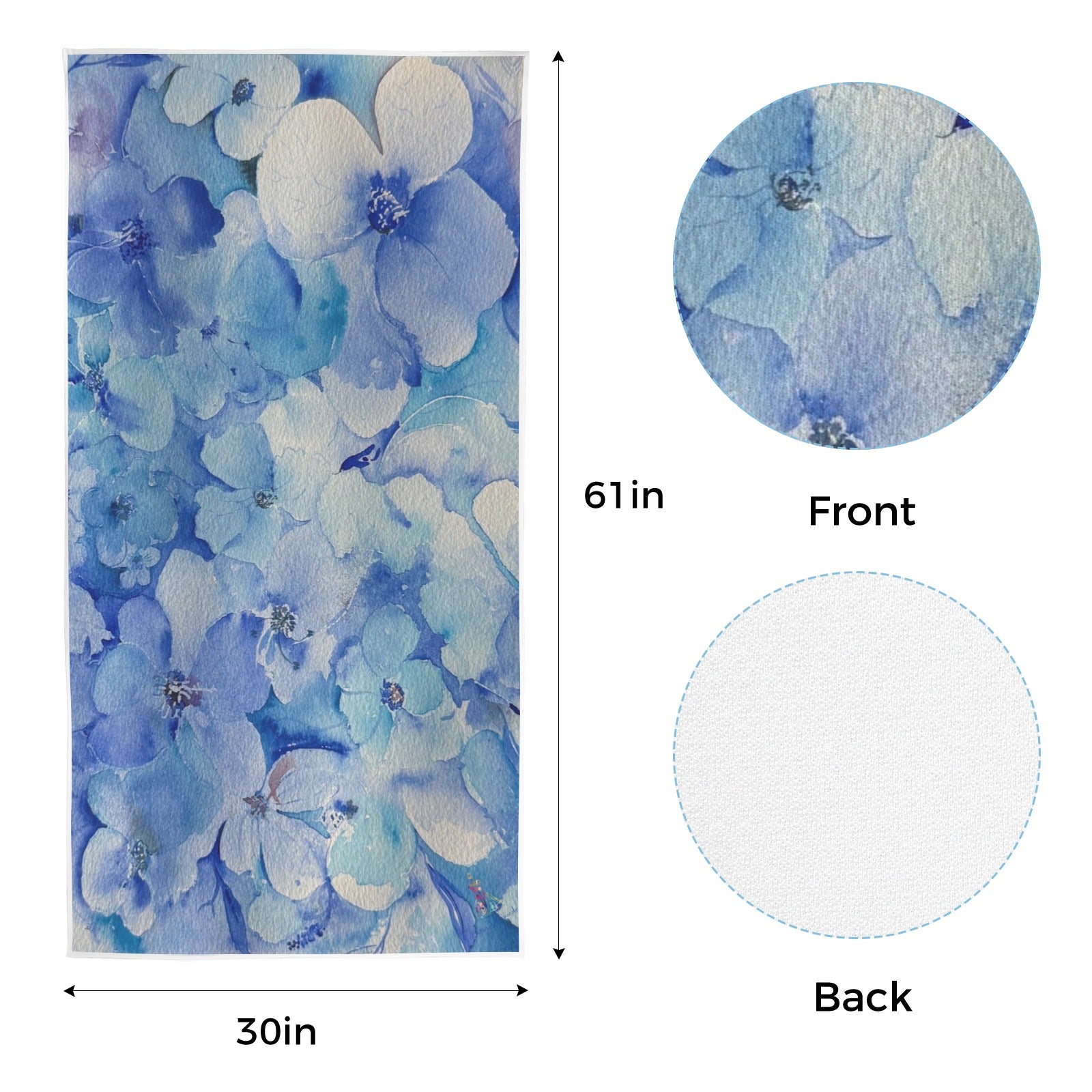 Blue Lawn Quick-Dry Beach Towel 30"x61"