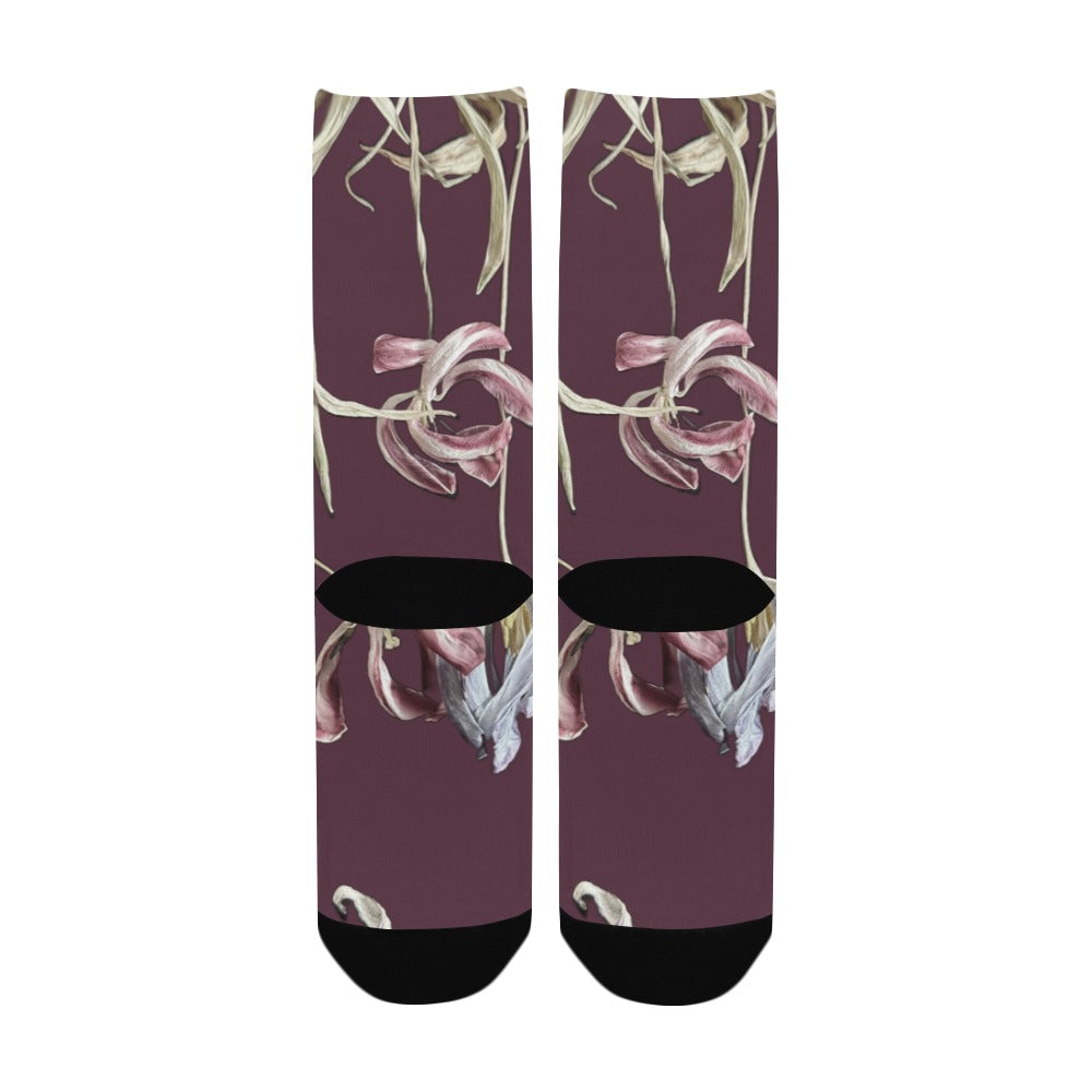 Three Tulips Cherry Laquer Women's Custom Socks