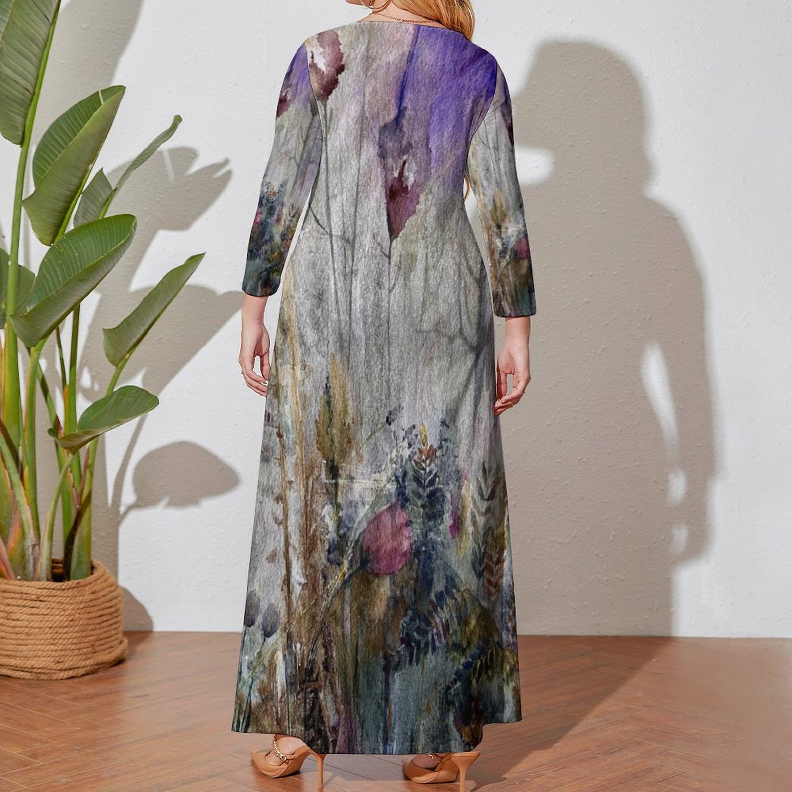 Mystic Tulip Maxi Long sleeve dress