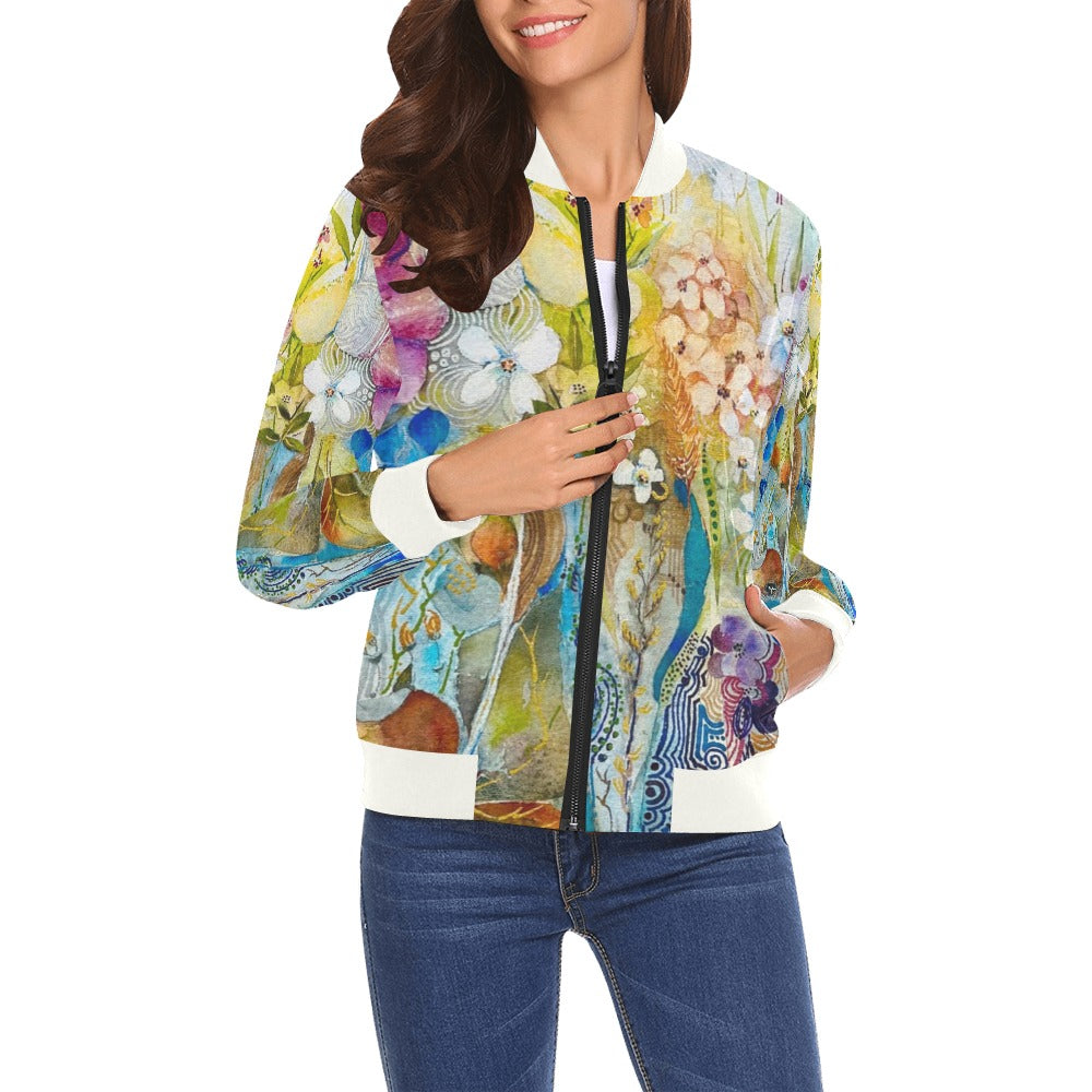 You Gave Me Flowers Bomber Jacket for Women