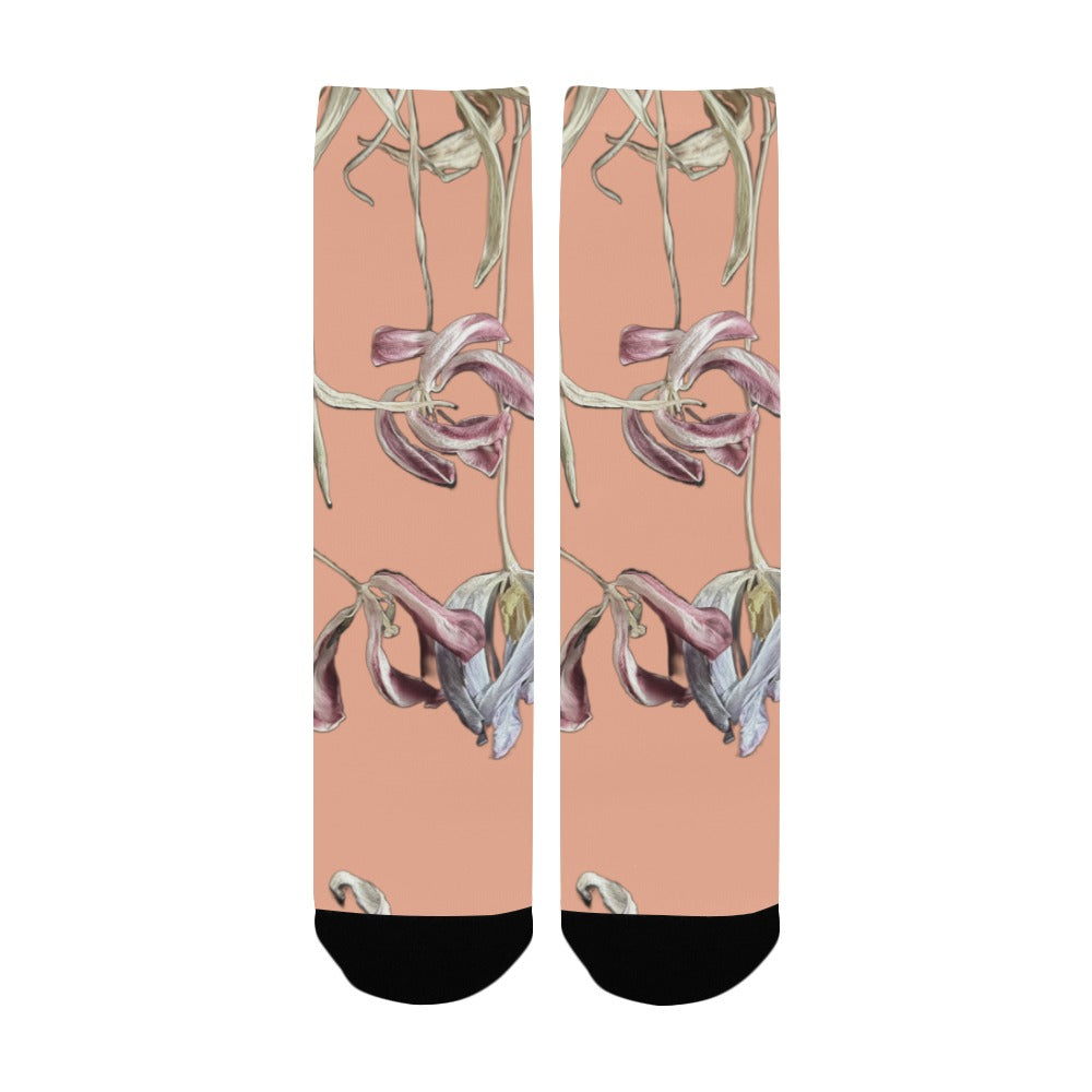 Three Tulips Roasted Peach Women's Custom Socks