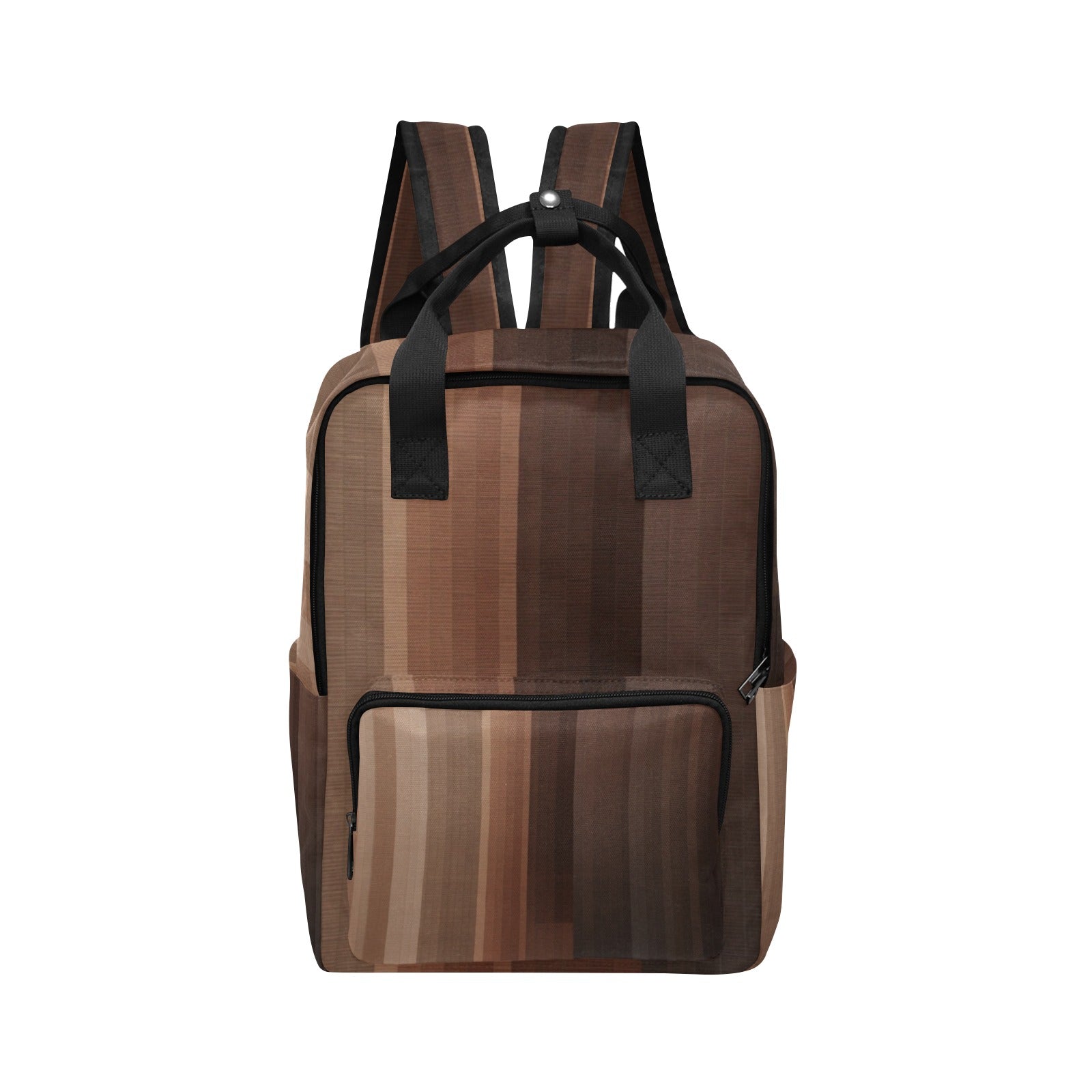 Brown Swatch twin handle backpack with padded shoulder straps and multiple pockets for daily commute and travel