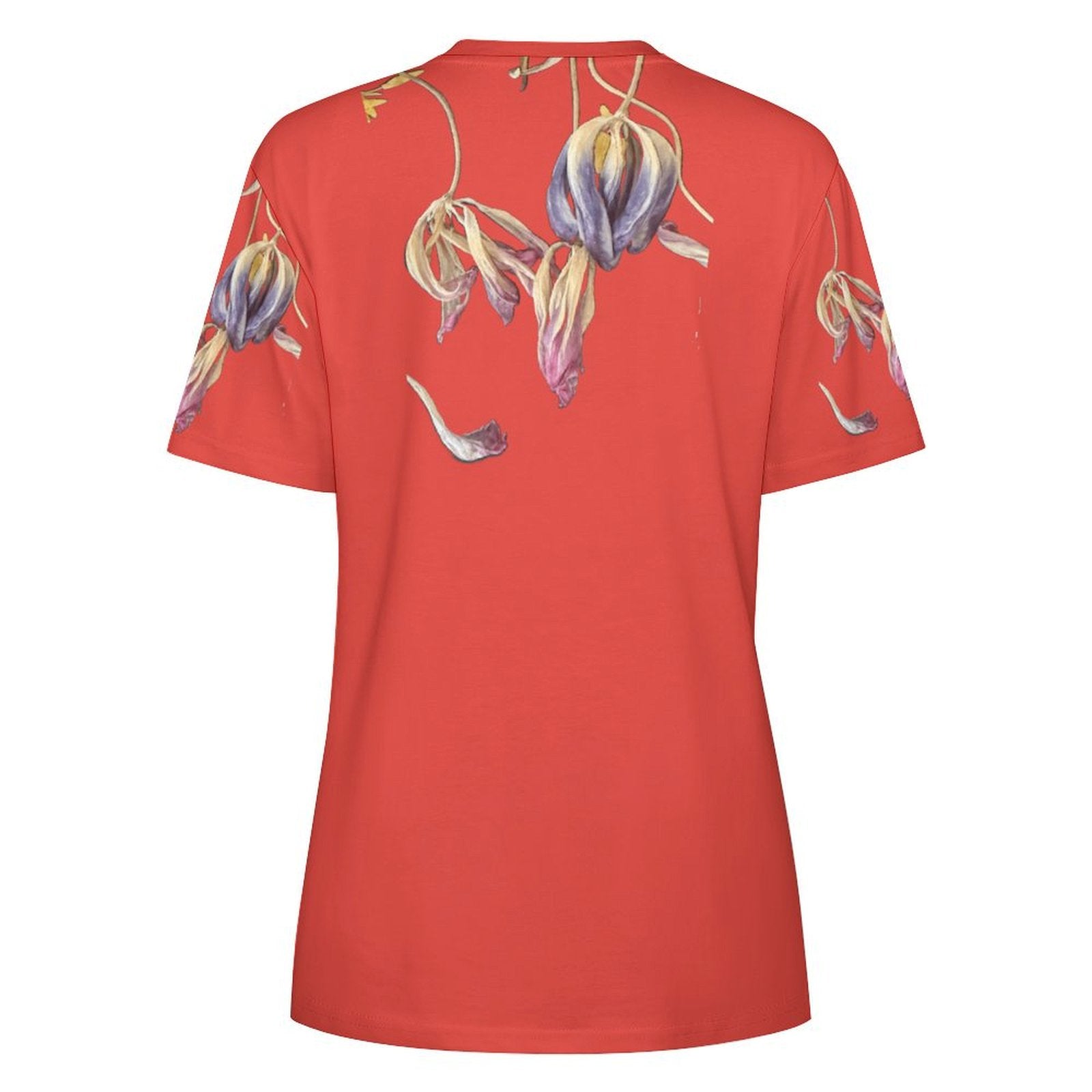 Women's Cotton T-shirt Tulips Poppy Red