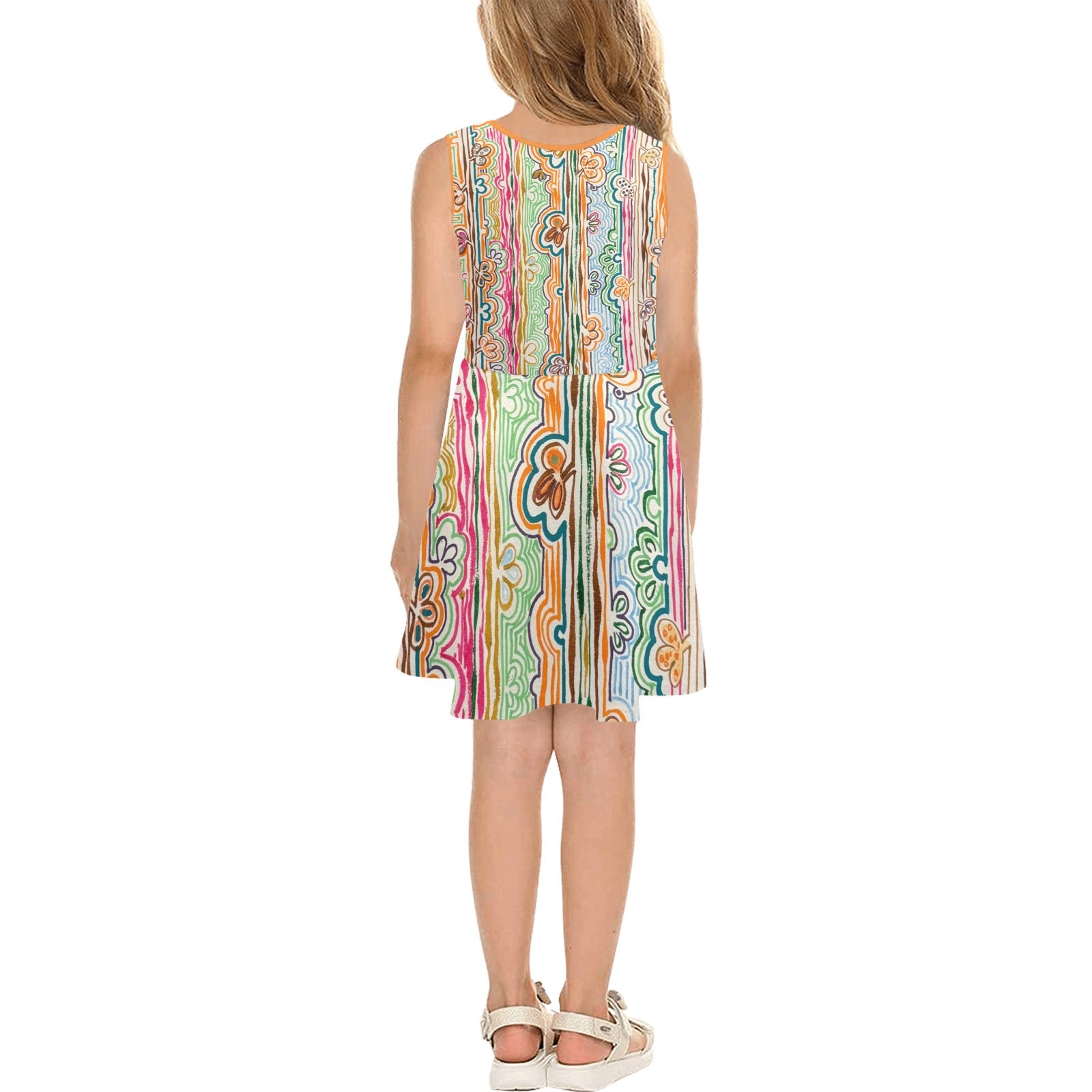 Spring Fever Teal Combo Girls' Sleeveless Sundress