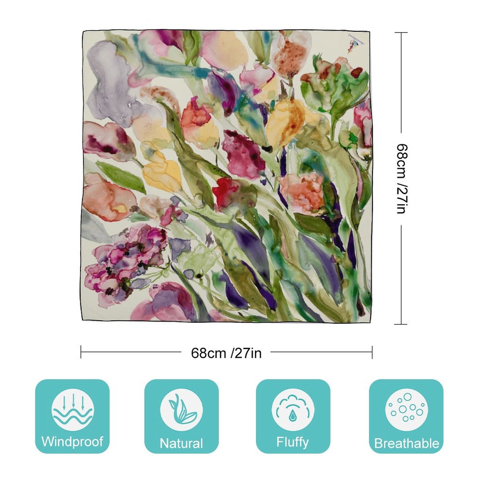 LanaArtSweden Artwork Scarf, 27"x27", 70x70 cm