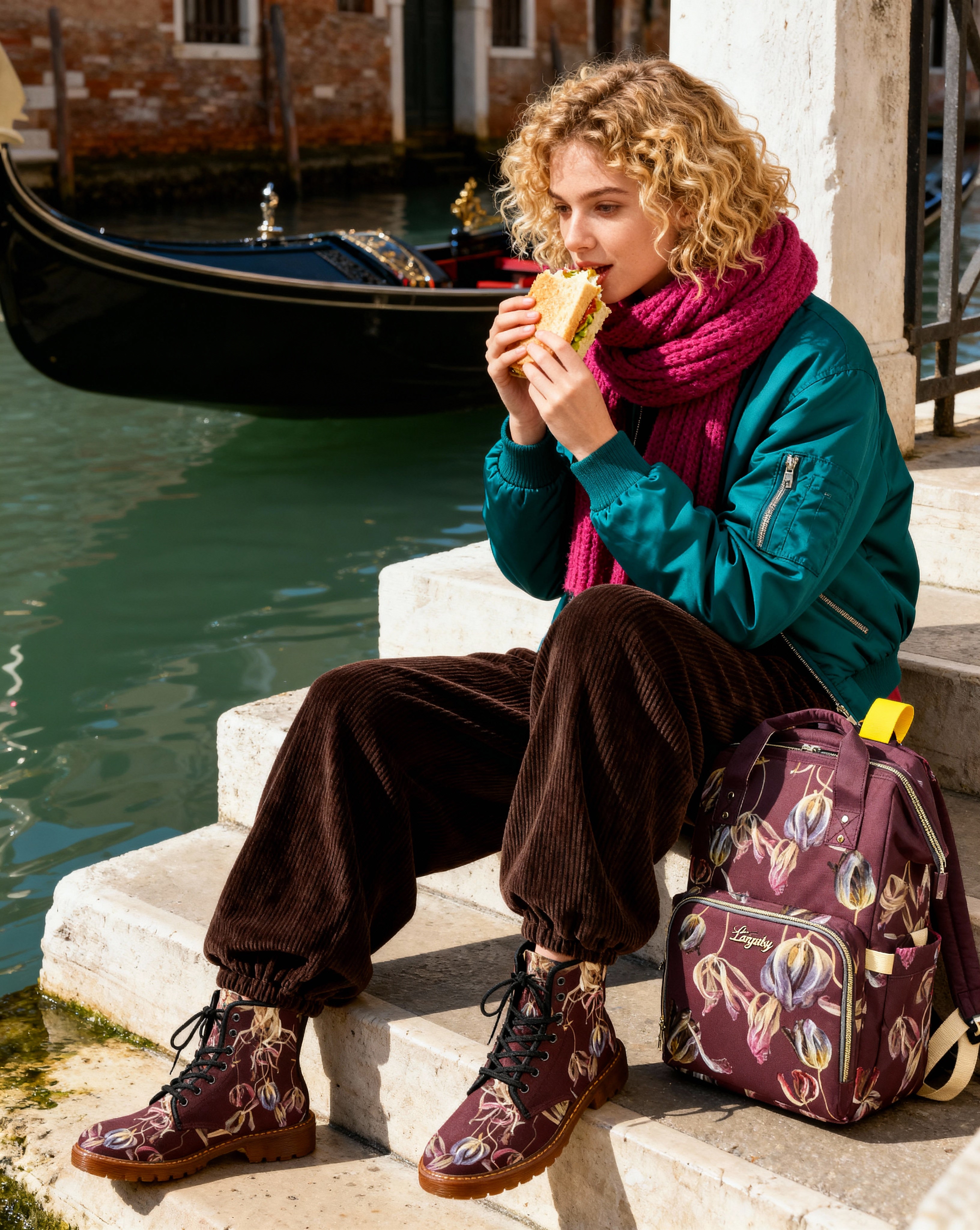 Tulip Universe Chocolate Custom Canvas Boots For Women Model 1203H