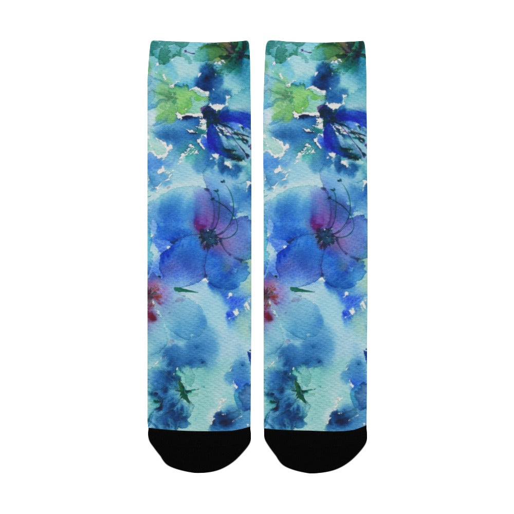 Blue Hibiscus Women's Custom Socks