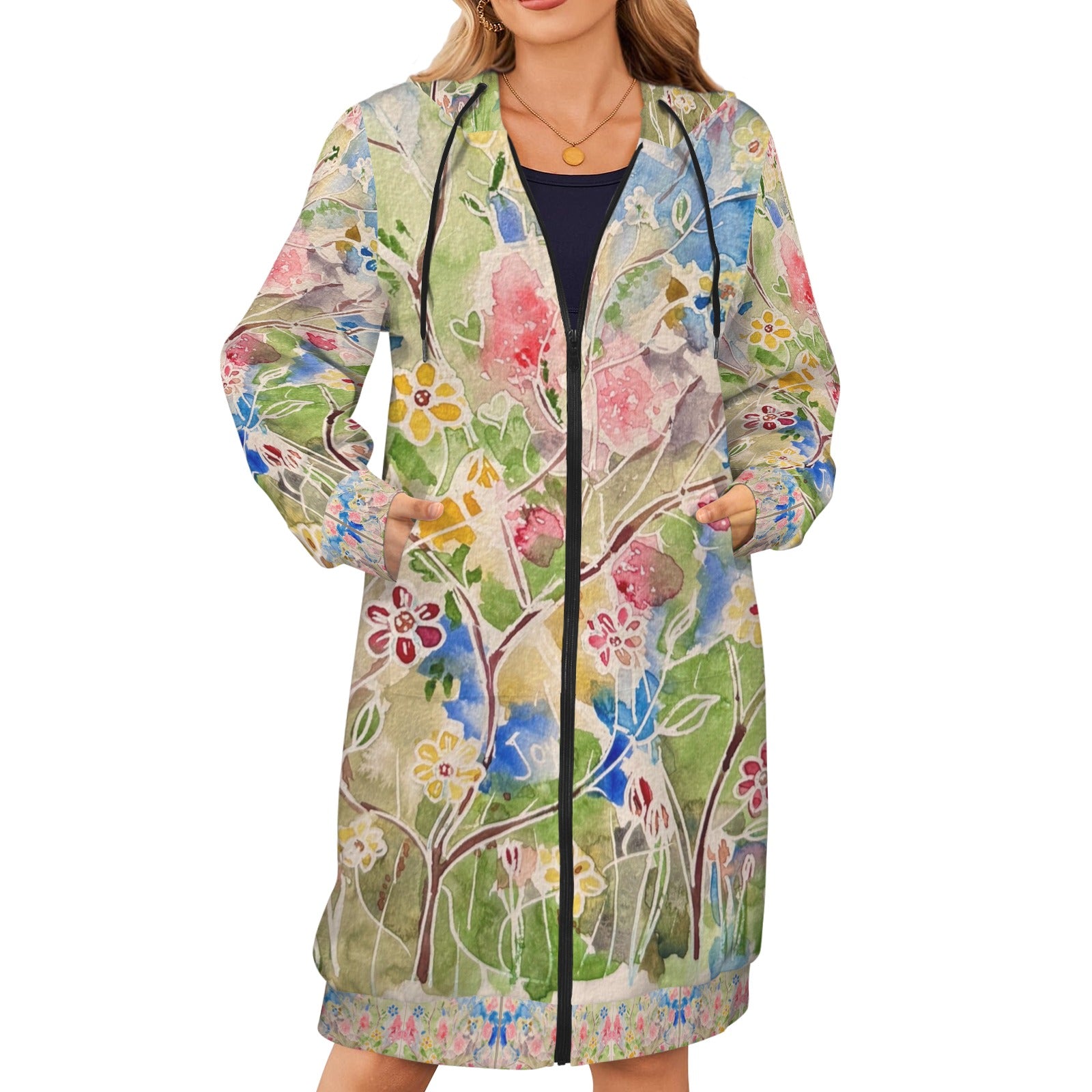 Spring Vibes Women's Long Hooded Coat