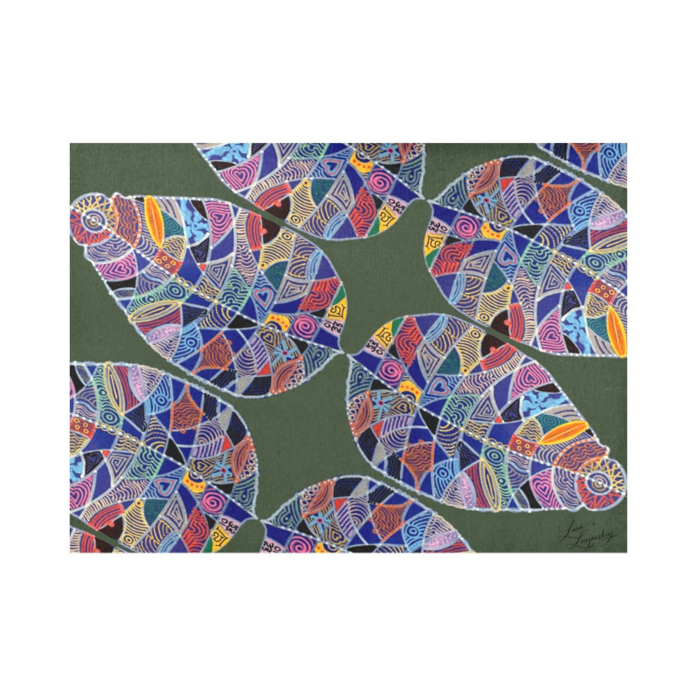 Fantasy Leaf Green Diagonal Placemat 14’’ x 19’’ (Set of 4)