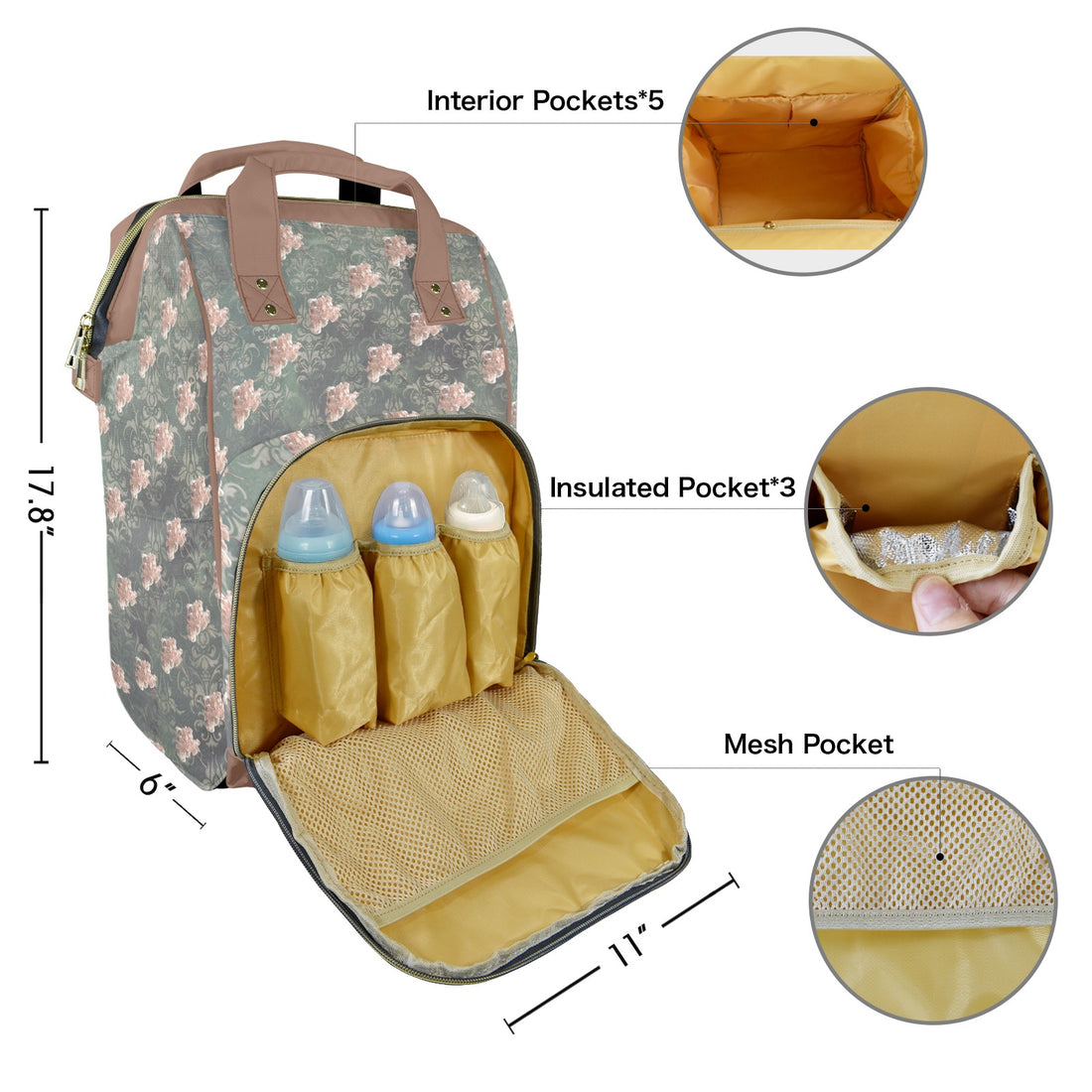 Damaskus Tulips Kingdom  Multi-Function Travel Diaper Bag-Large