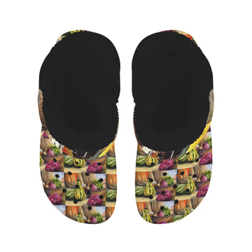 Fall Harvest Fleece Lined Foam Clogs for Adults in EVA material with fleece lining and heel strap for comfort and warmth.